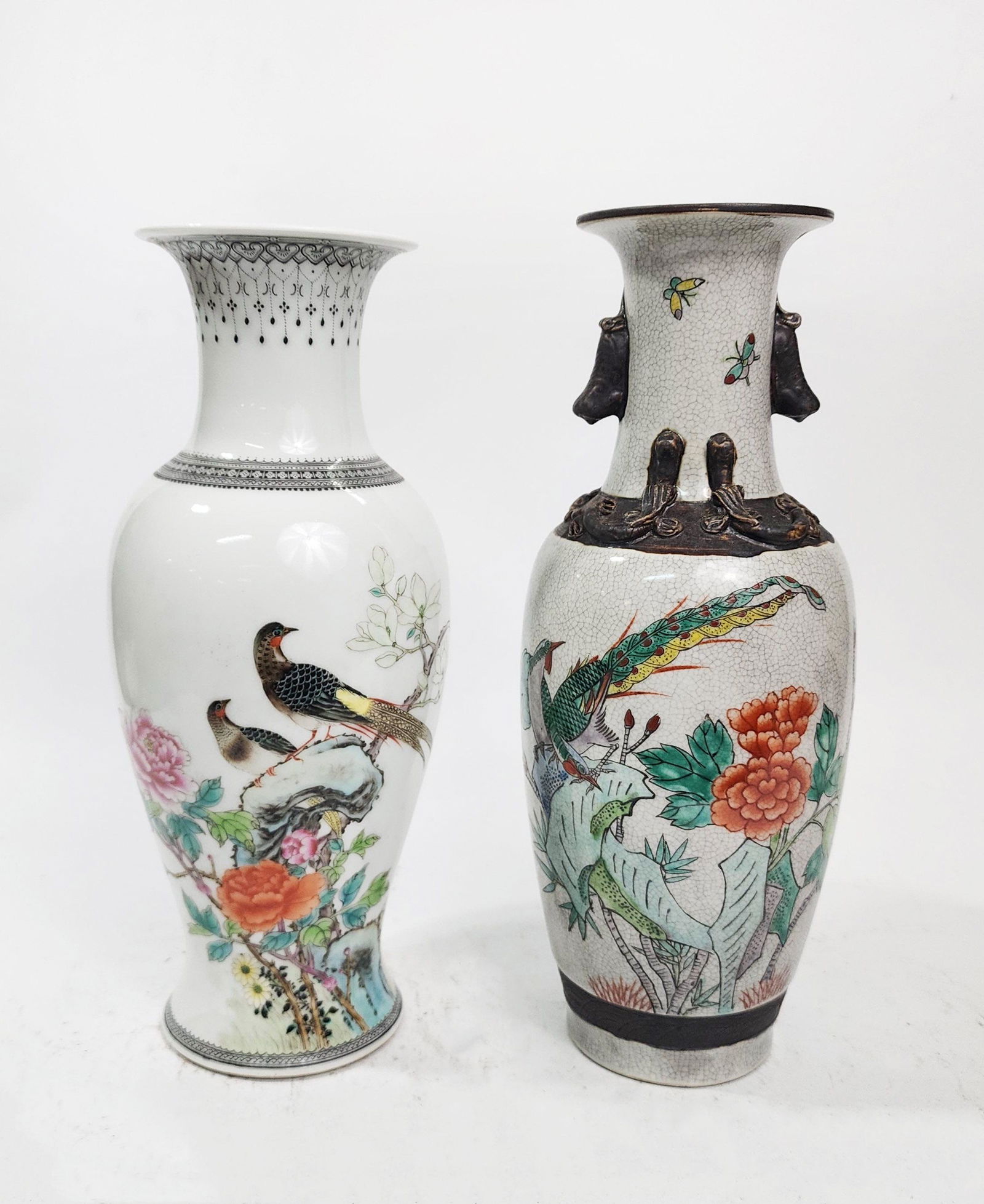 Lot of 2 Chinese Famille Rose & Nanking Porcelain Vases (1 of 5)