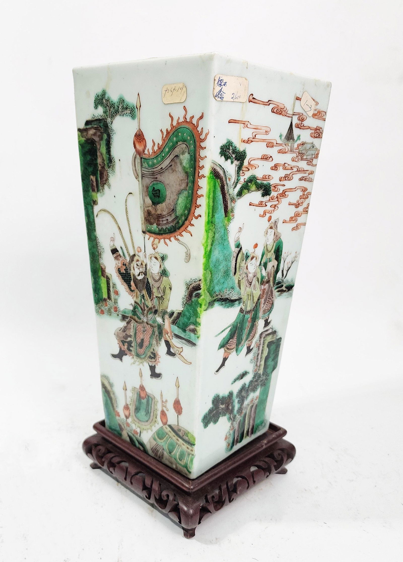 Antique Chinese Famille Verte Square Porcelain Vase (1 of 13)