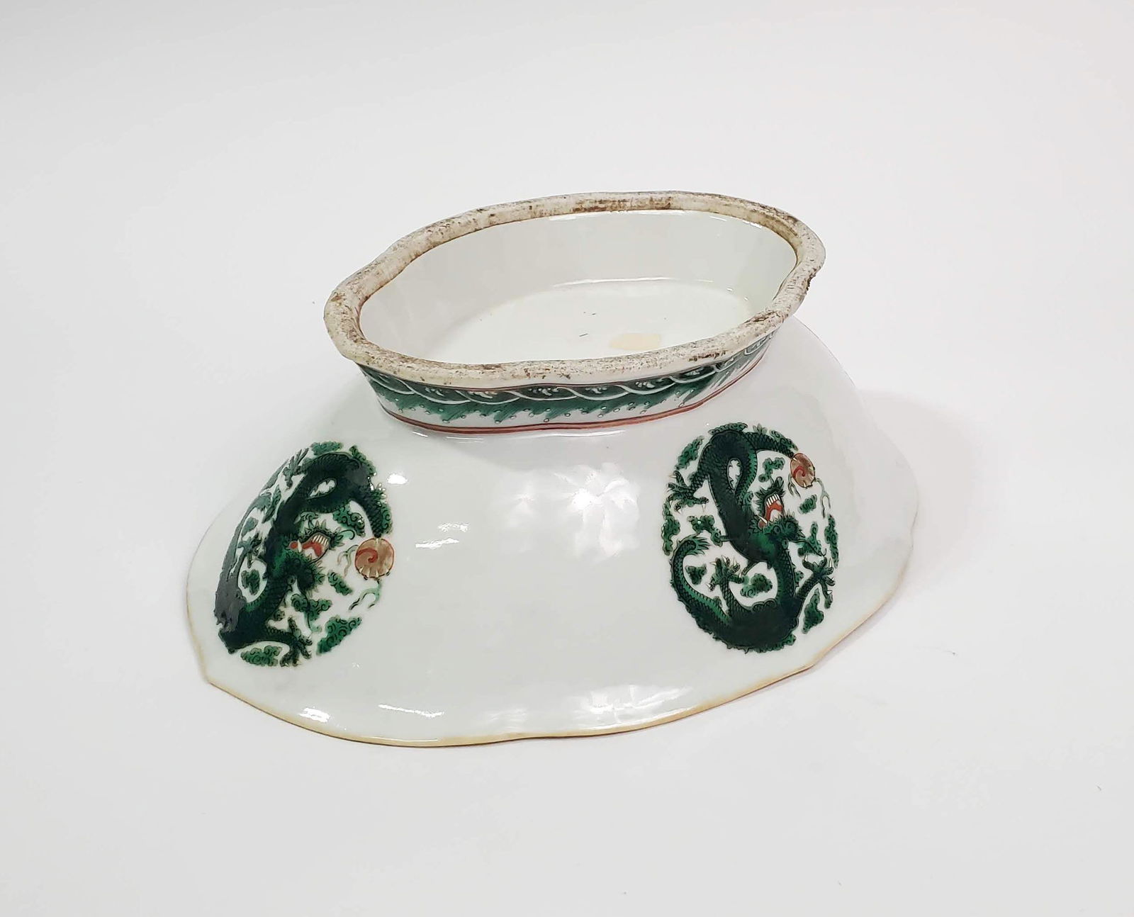 Antique Chinese Porcelain Footed Oval Bowl (1 of 8)