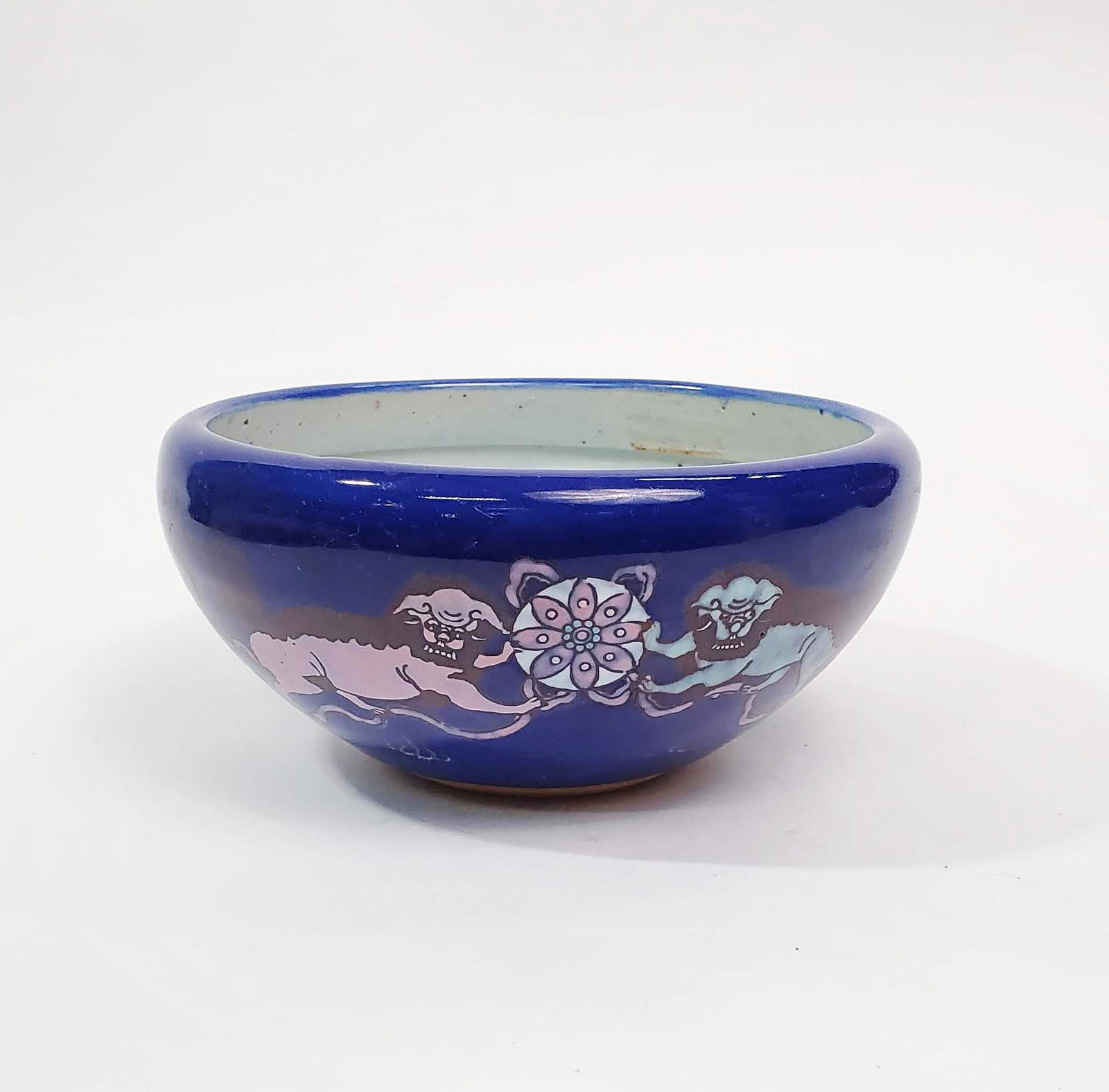Antique Chinese Cobalt Glazed & Enameled Brush Bowl (1 of 5)