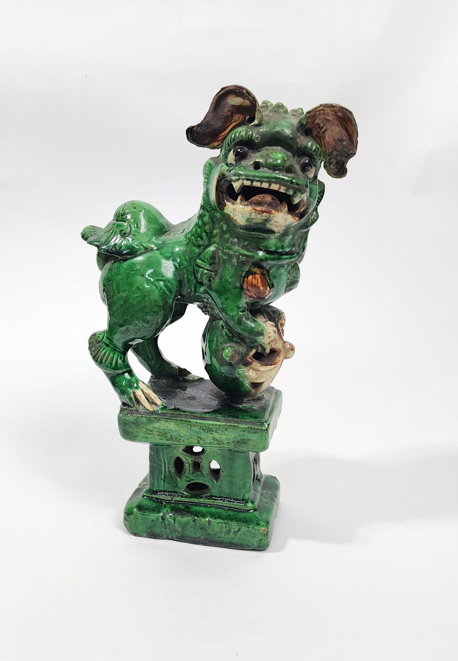 Antique Chinese Green Glazed Ceramic Foo Dog (1 of 7)