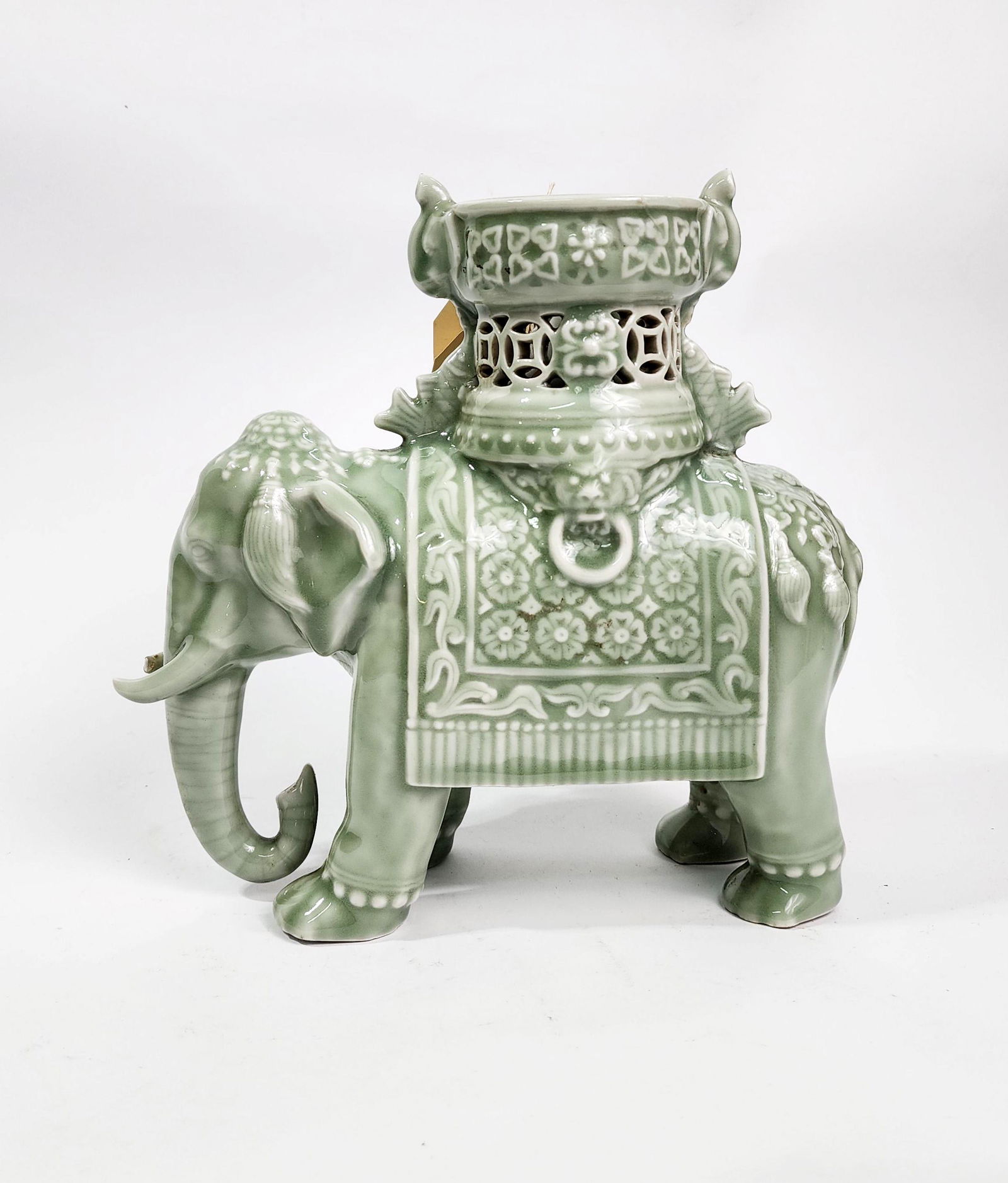 Chinese Celadon Glazed Elephant Vase (1 of 8)