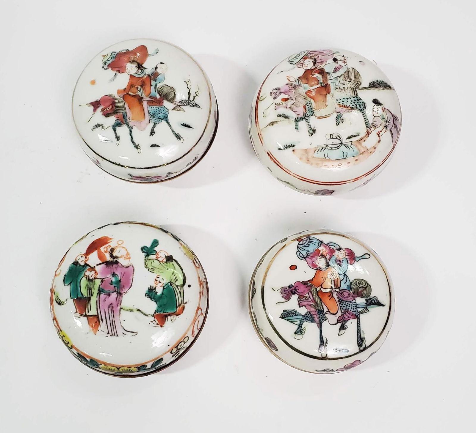 Lot of 4 Antique Chinese Famille Rose Stamp Boxes (1 of 7)