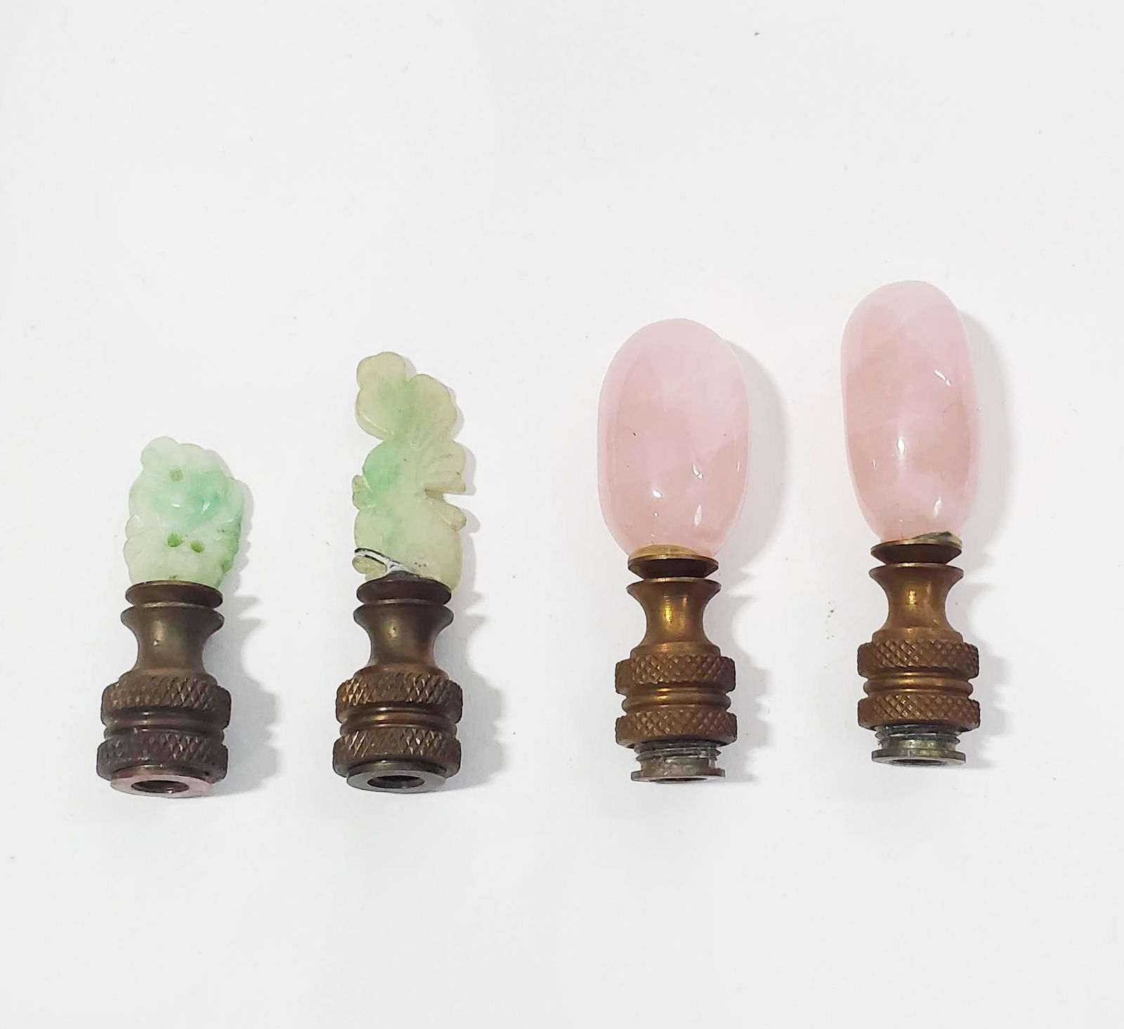 2 Pairs of Chinese Jade & Rose Quartz Lamp Finials (1 of 3)