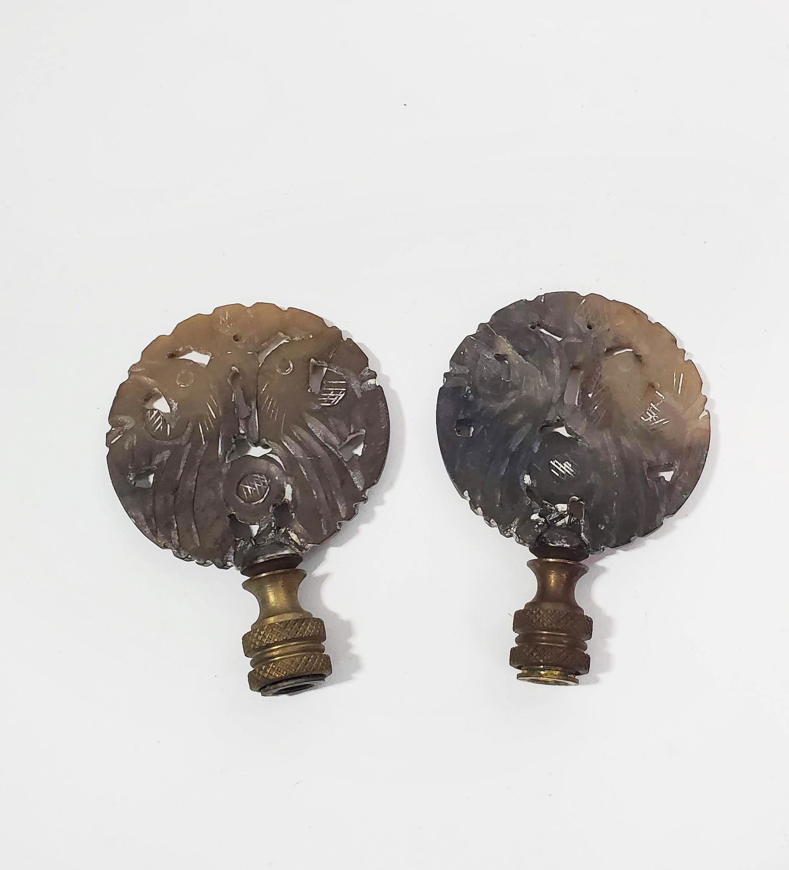 Pair of Chinese Carved Jadeite Lamp Finials (1 of 4)