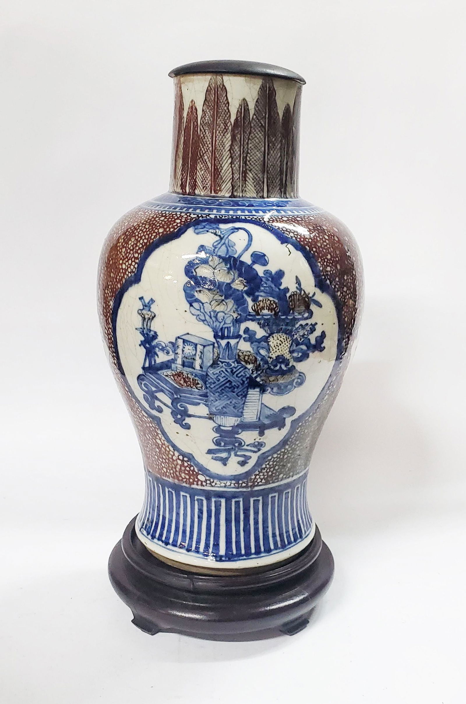 Antique Chinese Bluem White & Red Large Vase (1 of 14)