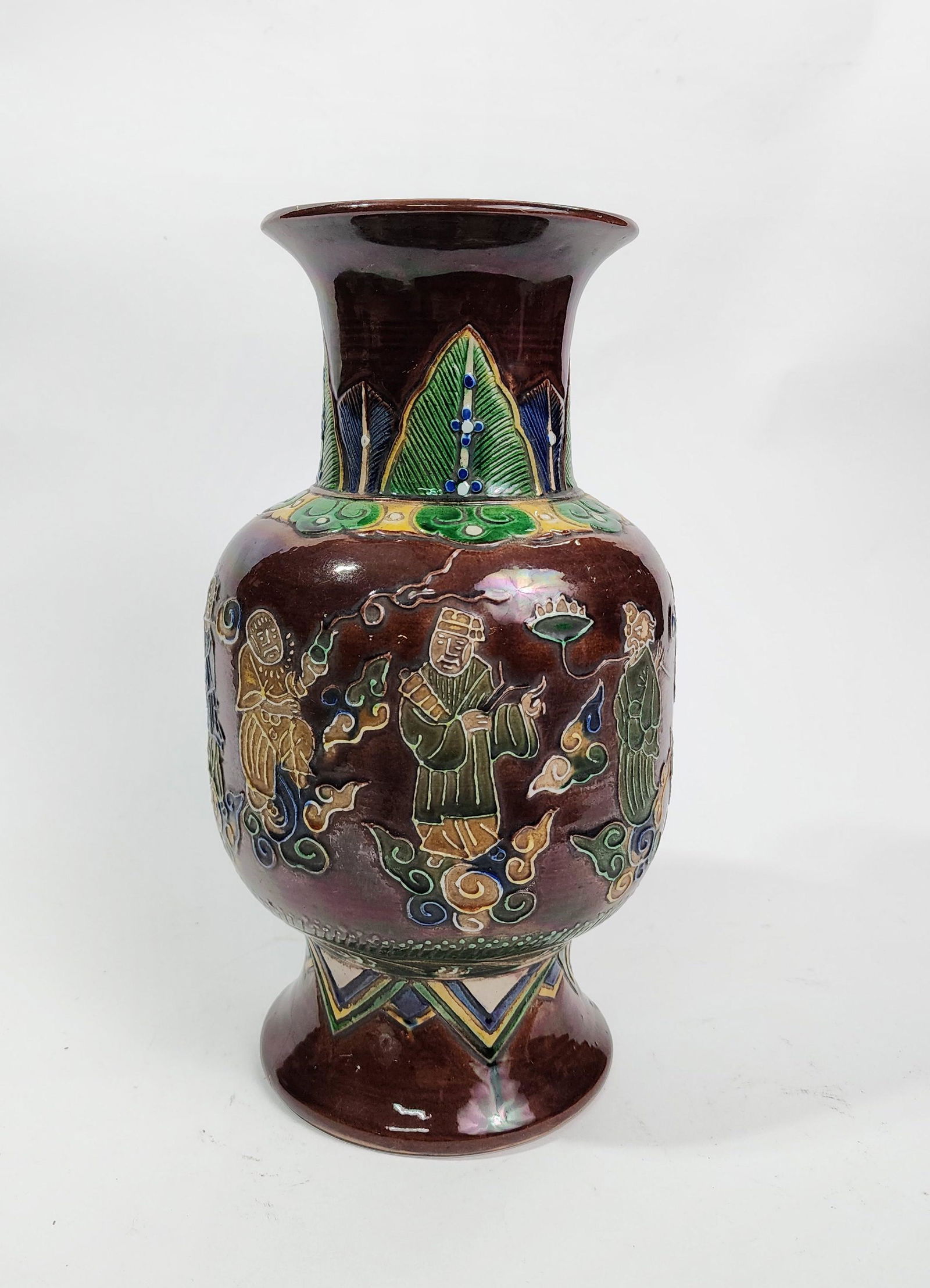 Antique Chinese Sancai Glazed Vase with Figures (1 of 8)