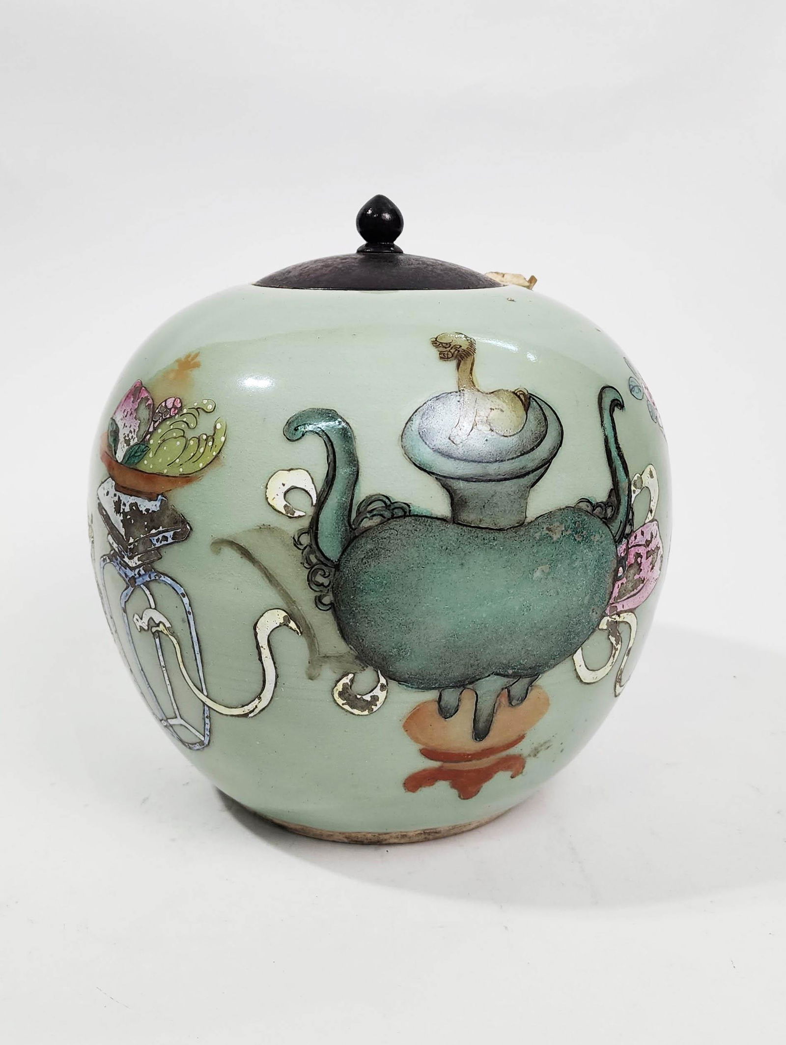 Antique Chinese Celadon Glazed and Enameled Jar (1 of 11)