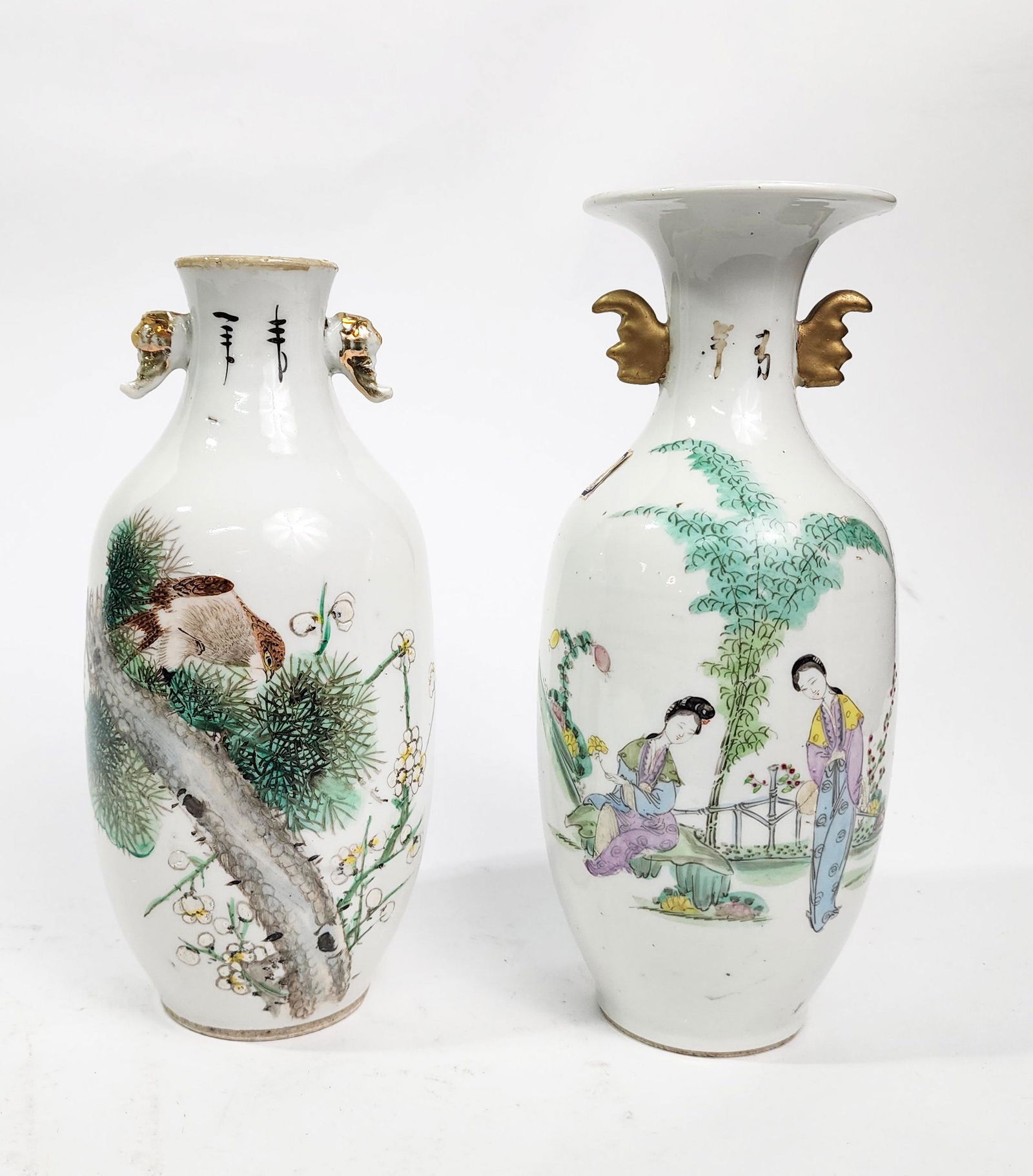 Lot of 2 Antique Chinese Famille Rose Vases (1 of 7)