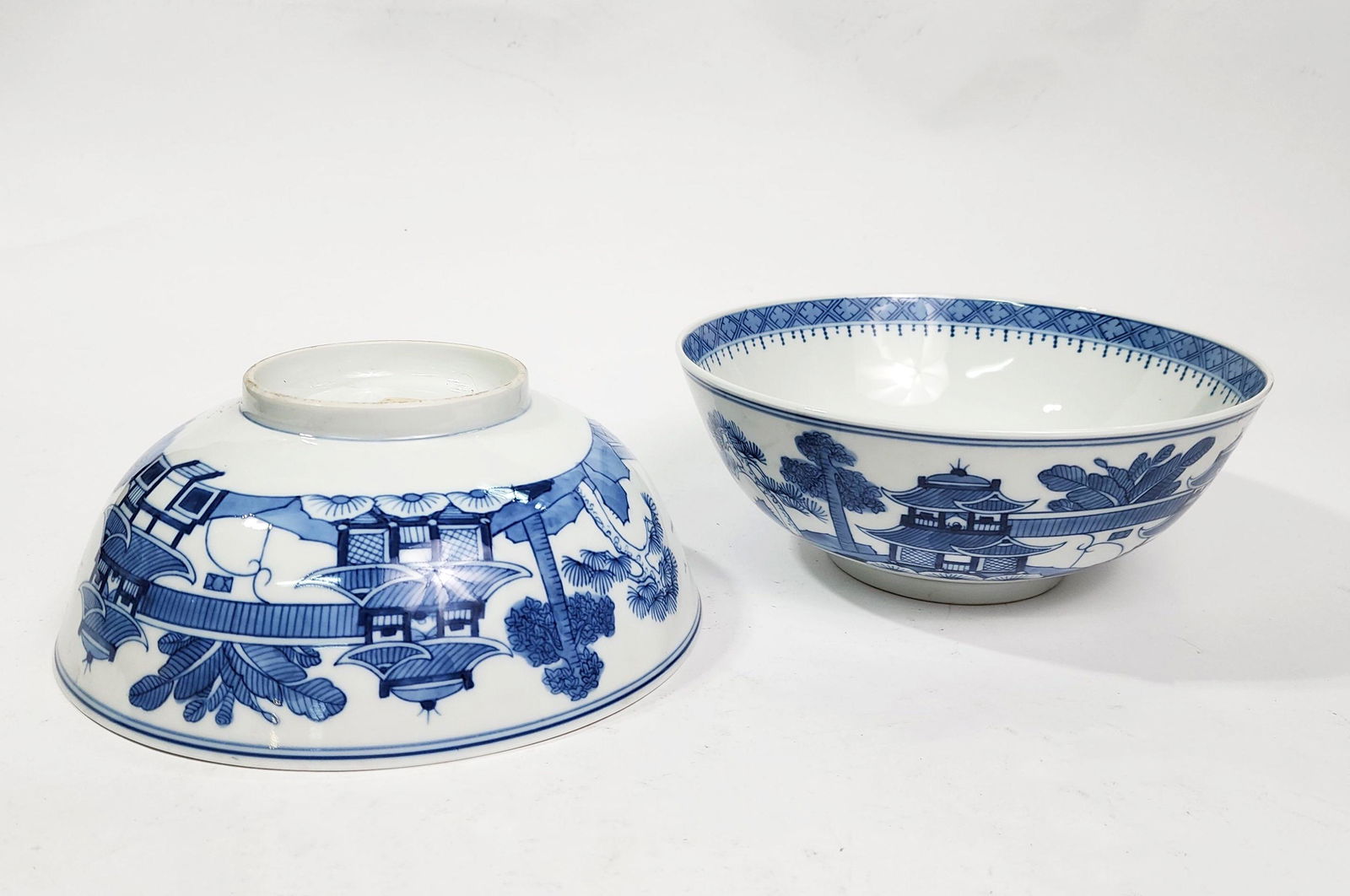 Pair of Chinese Export Blue & White Porcelain Vases (1 of 5)