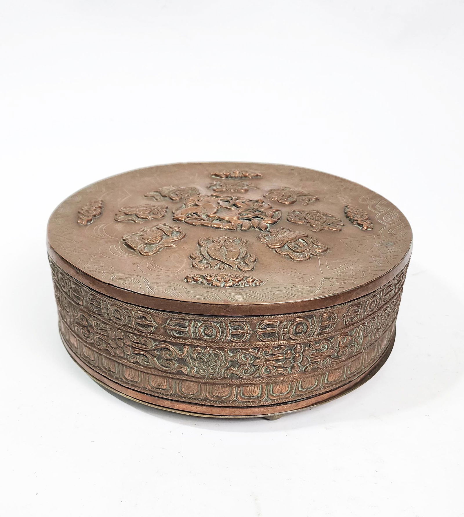 Antique Chinese Copper Round Box (1 of 6)