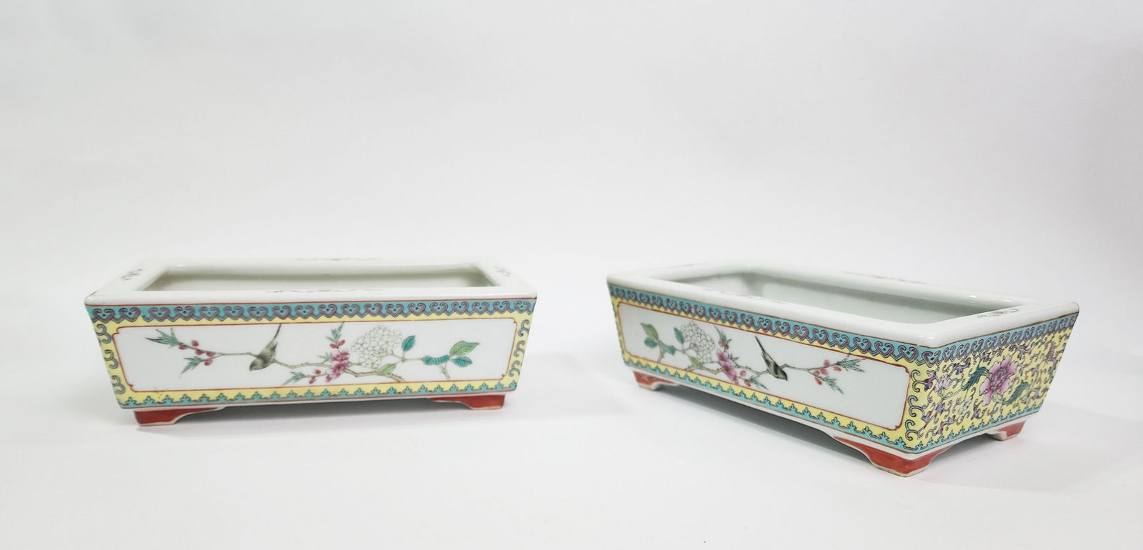 Pair of Chinese Jingezhen Porcelain Rectangle Bonsai Planters (1 of 7)
