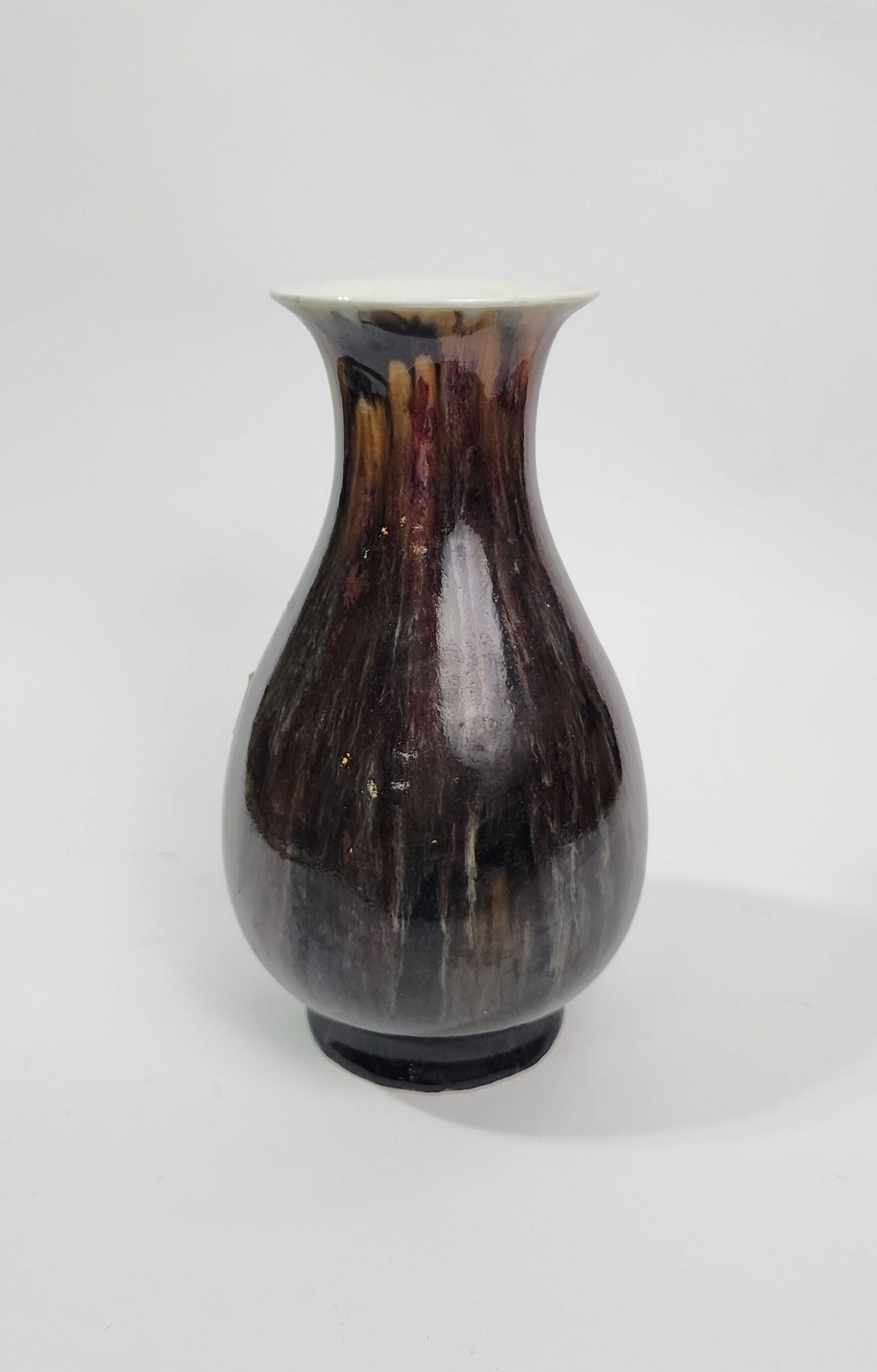 Antique Chinese Jingdezhen Signed Brown Flambe Glazed Vase (1 of 9)