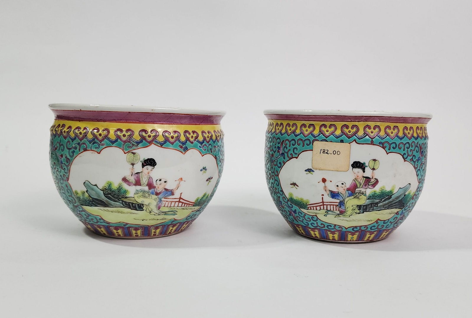 Pair of Chinese Famille Rose Enameled Porcelain Planters (1 of 11)