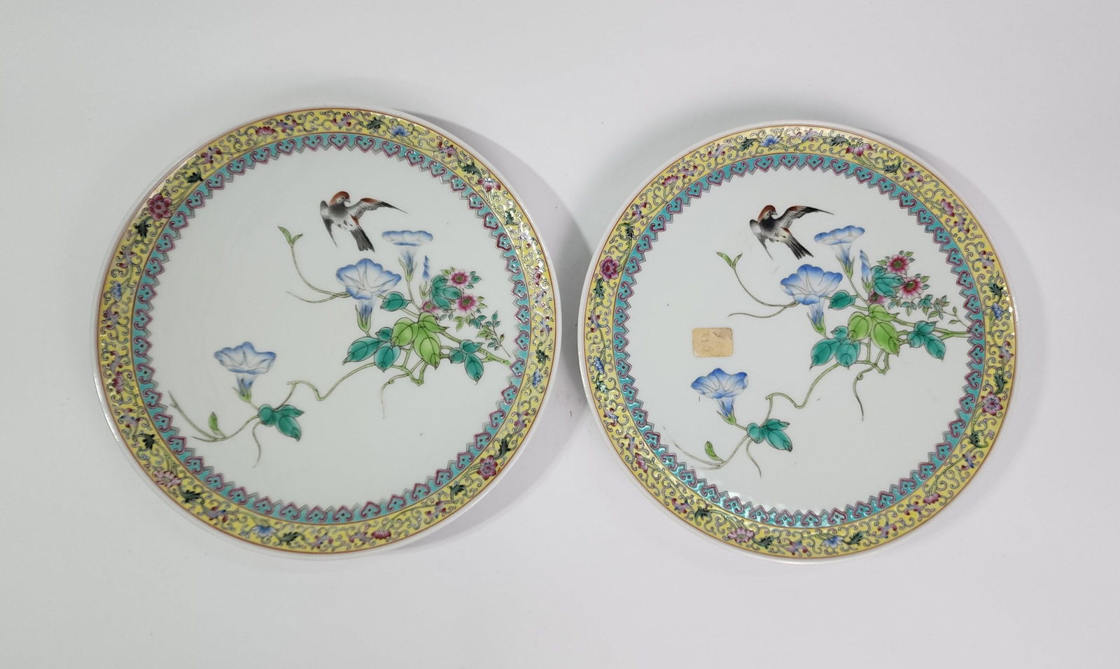 Pair of Chinese Famille Rose Hand Painted Wall Plates (1 of 15)