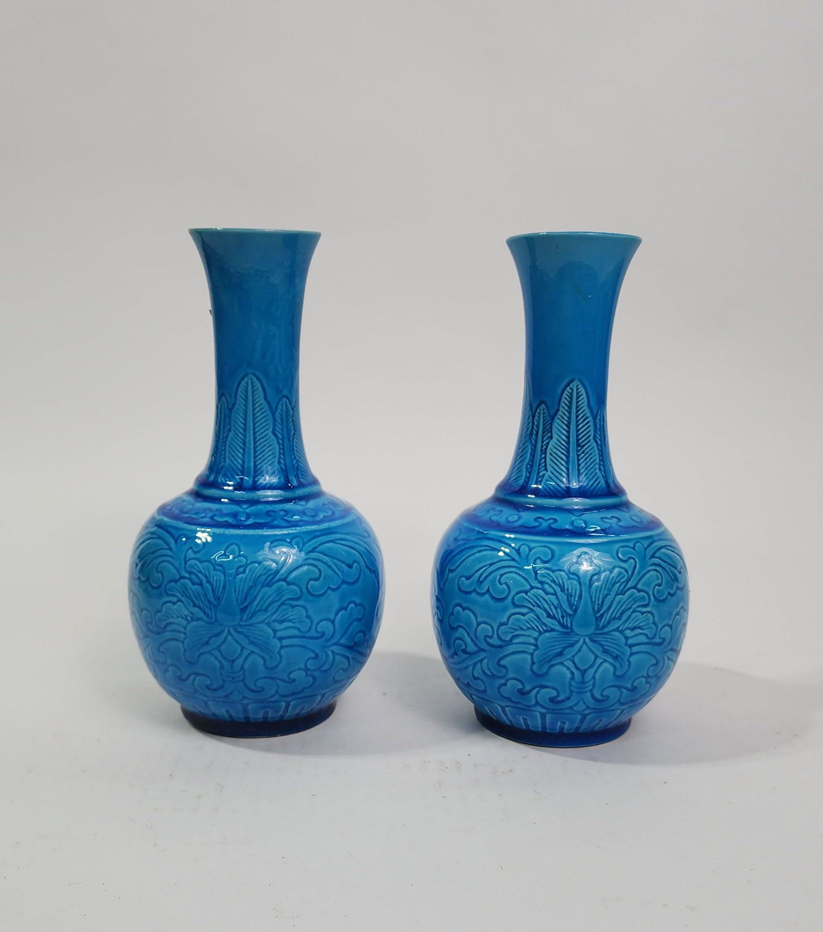 Pair of Chinese Jingdezhen Turquoise Glazed Porcelain Vases (1 of 5)