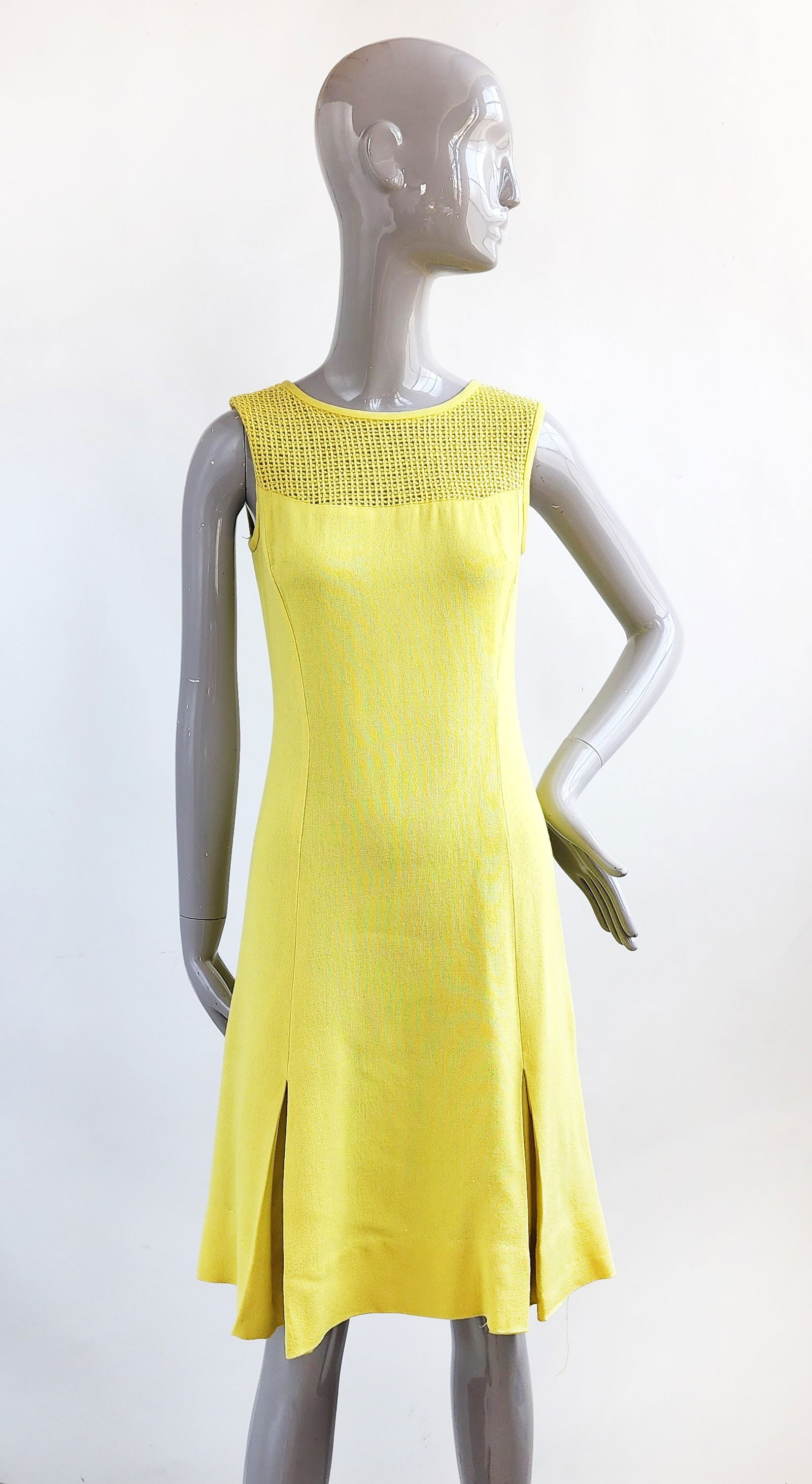 Neiman Marcus Canary Yellow Rayon Dress, early 1960s (1 of 6)