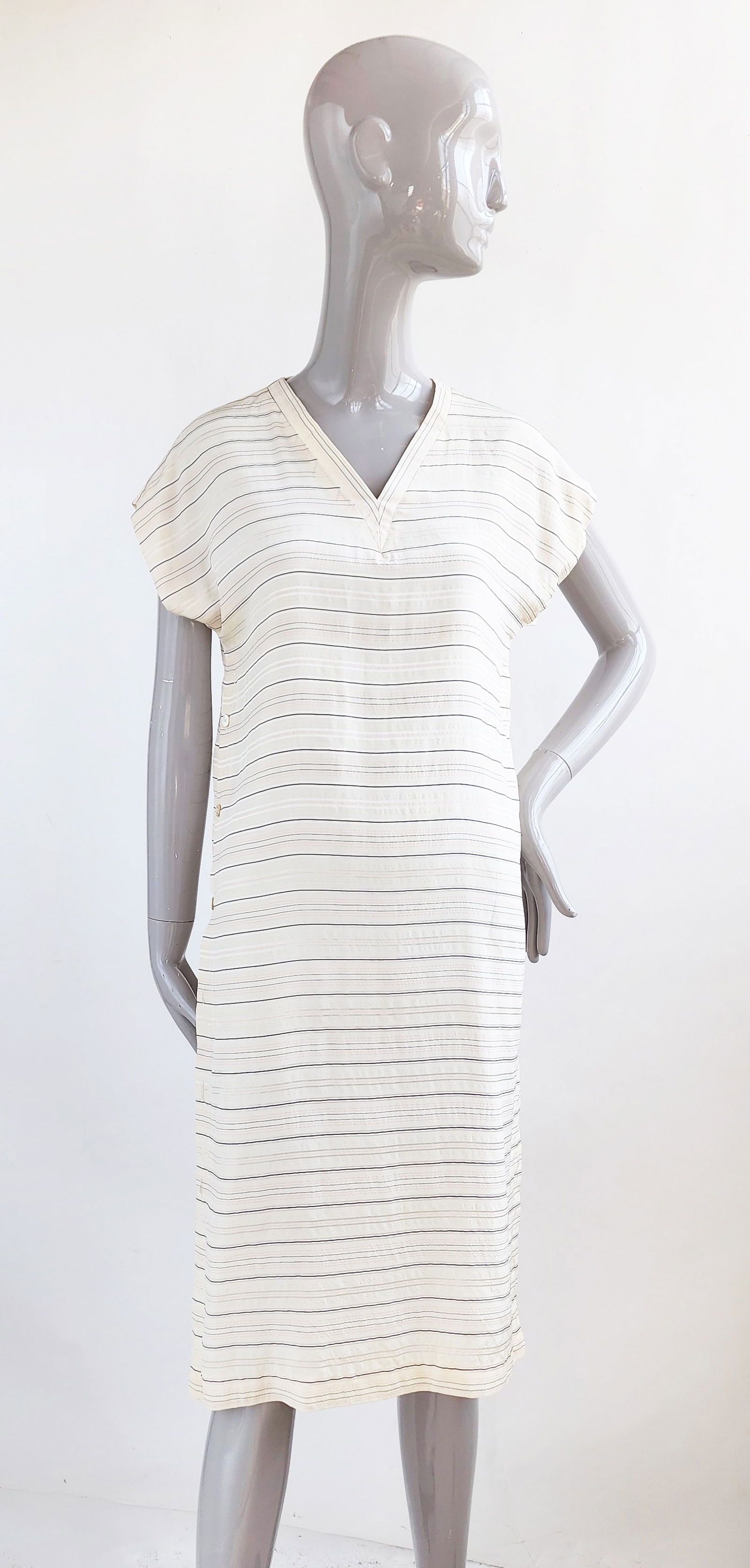 Bercher Paris Striped Silk Dress, early 1980s (1 of 6)