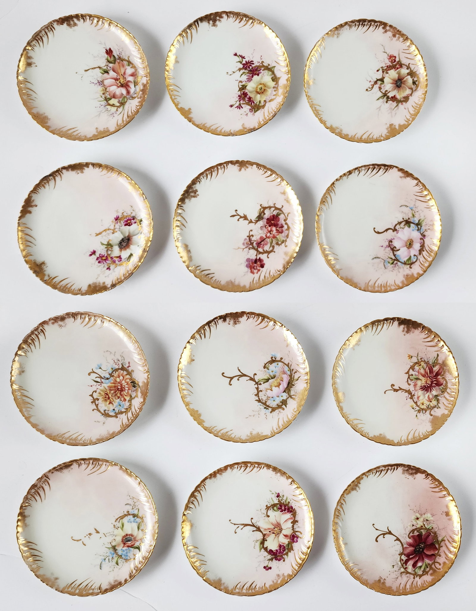 Set of 12 Antique Haviland Limoges Hand Painted Plates (1 of 4)
