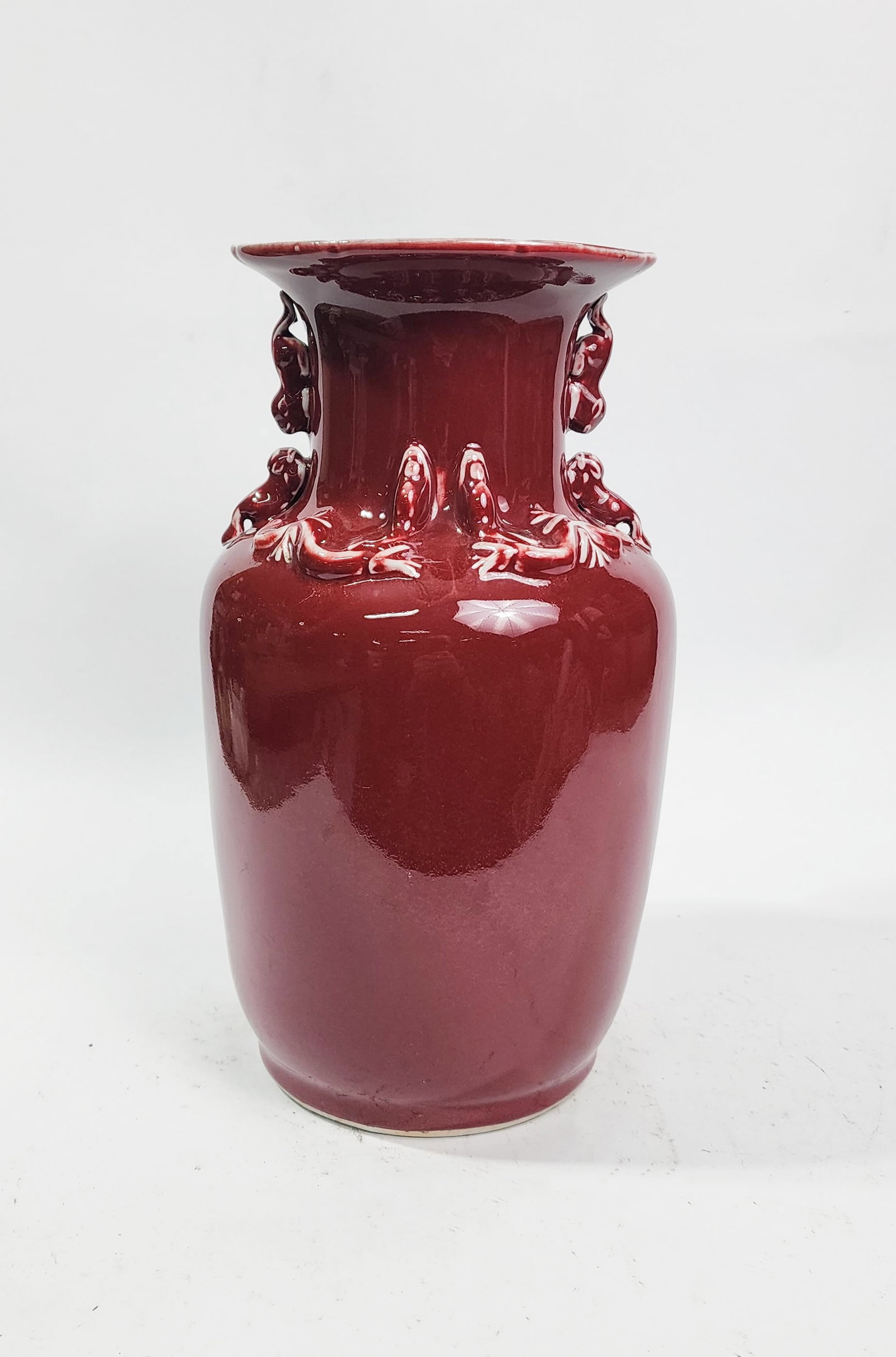 Chinese Red Glazed Porcelain Vase, Taiwan: Chinese Red Glazed Porcelain Vase, marked Made in Taiwan, h. 12.75 inches, ca. 1970s-80s.
