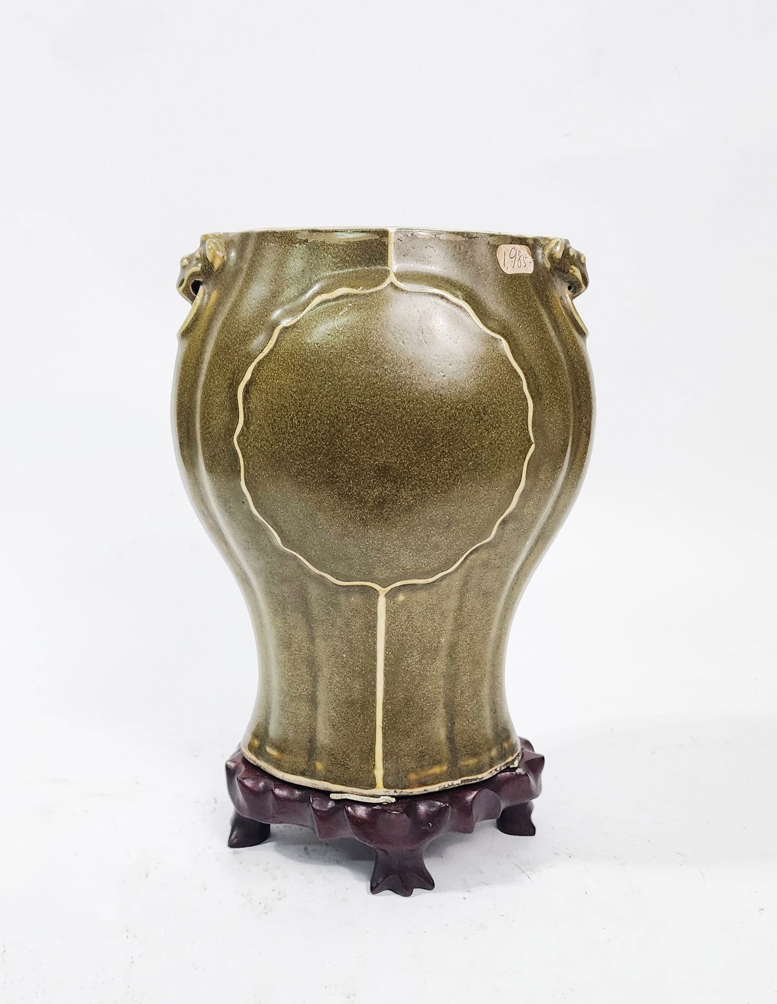 Antique Chinese Teadust Glazed Vase with Stand (1 of 6)