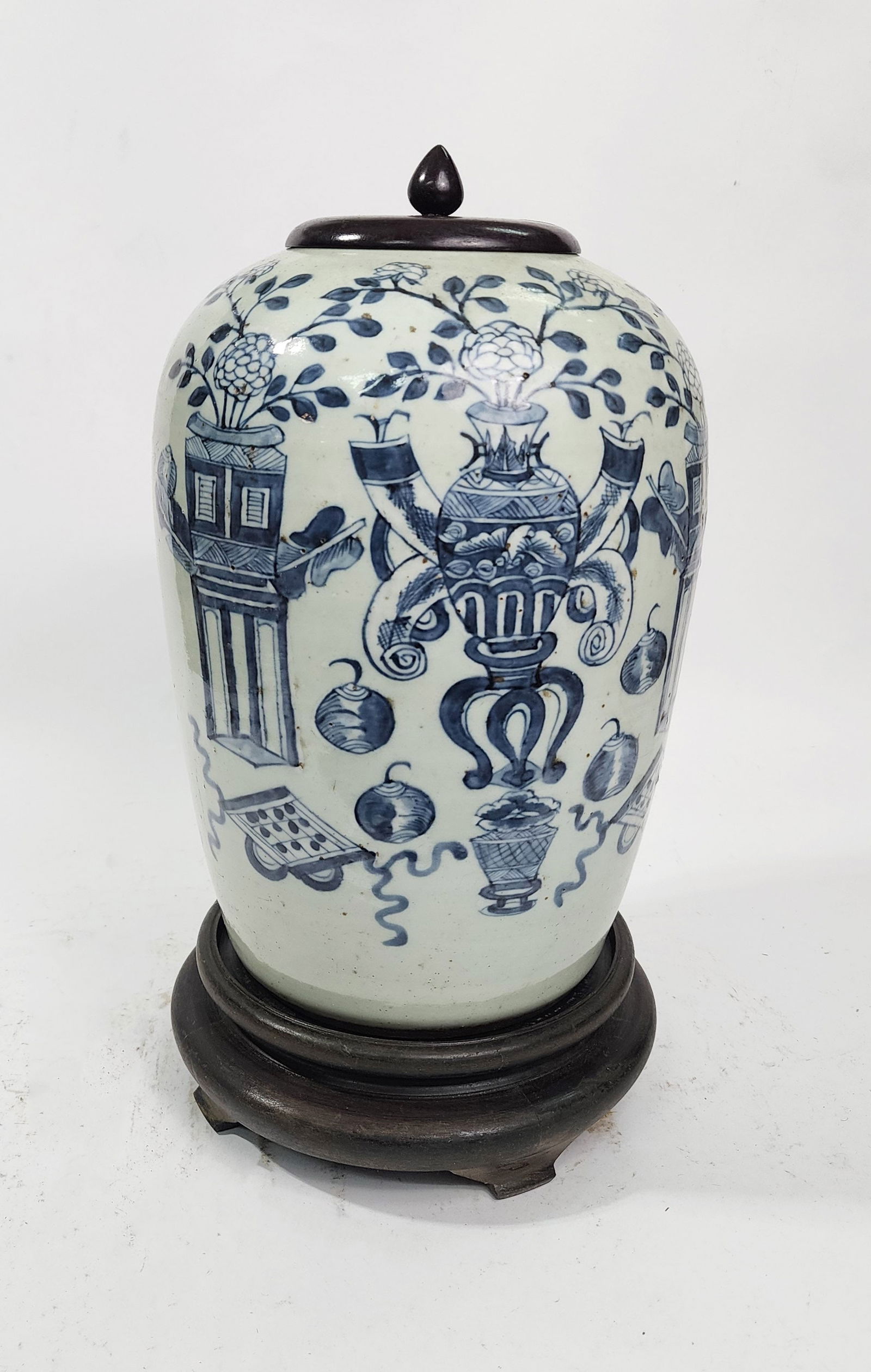 Antique Chinese Blue & White Porcelain Jar (1 of 6)