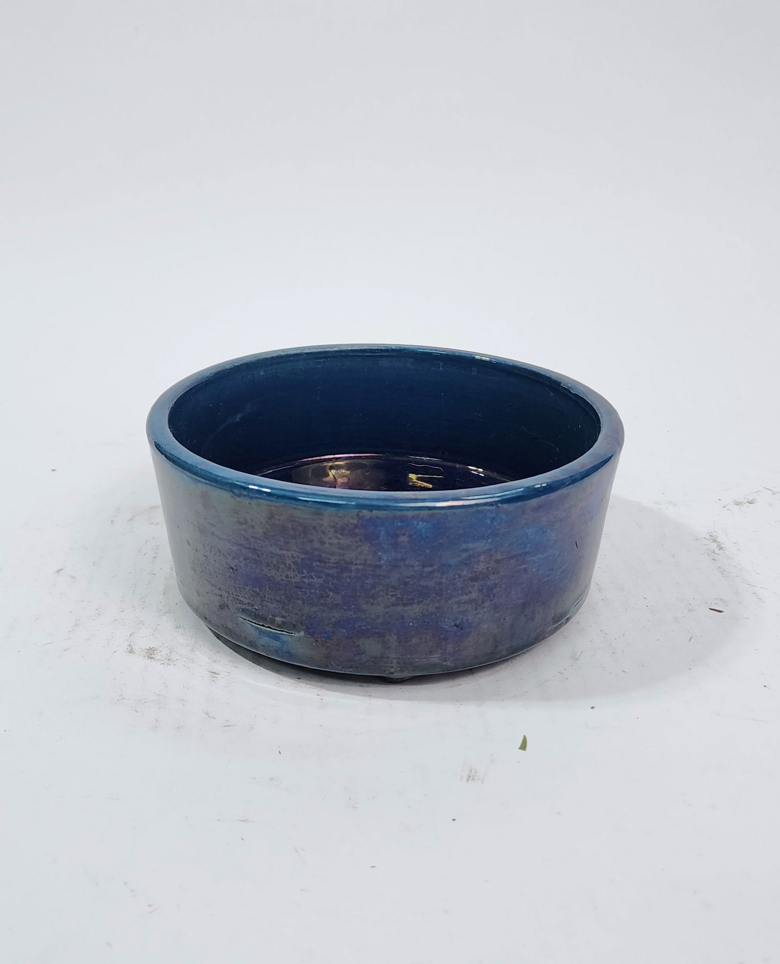 Antique Chinese Blue Glazed Tripod Footed Round Dish (1 of 6)