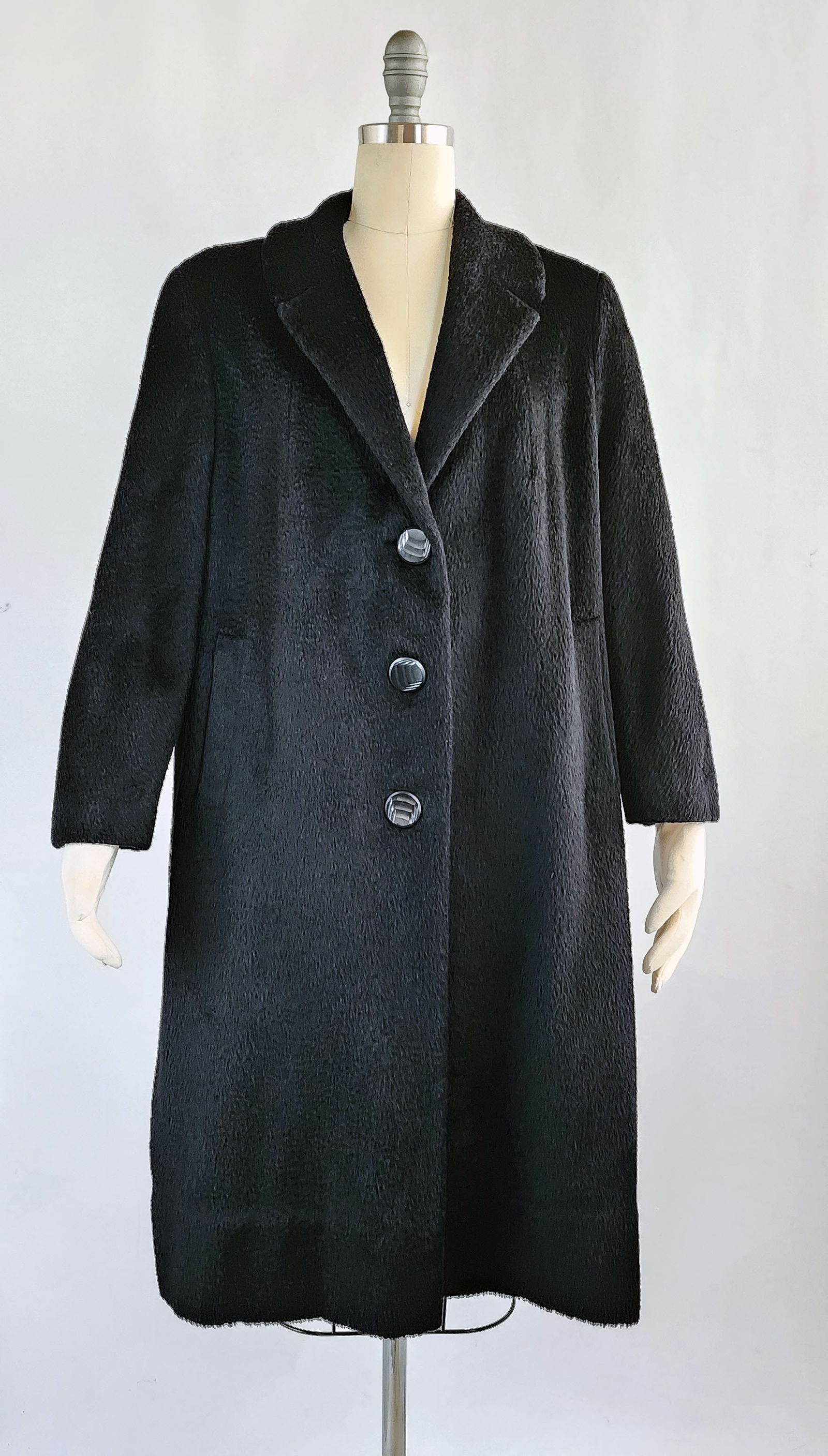 Wing On Hong Kong Black Mohair Coat, 1950s (1 of 5)