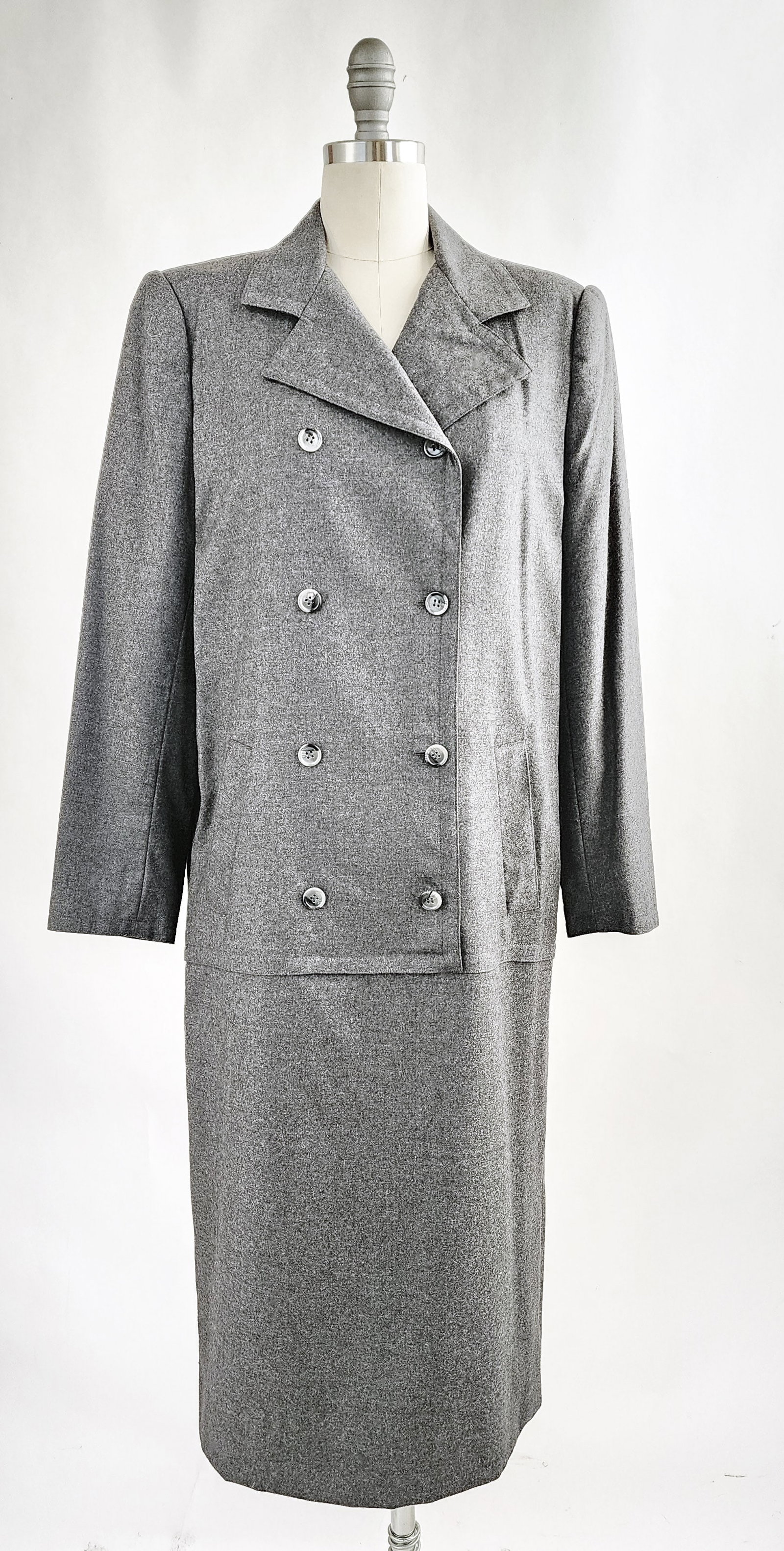 Adele Simpson Gray Wool Dress, 1980s (1 of 3)