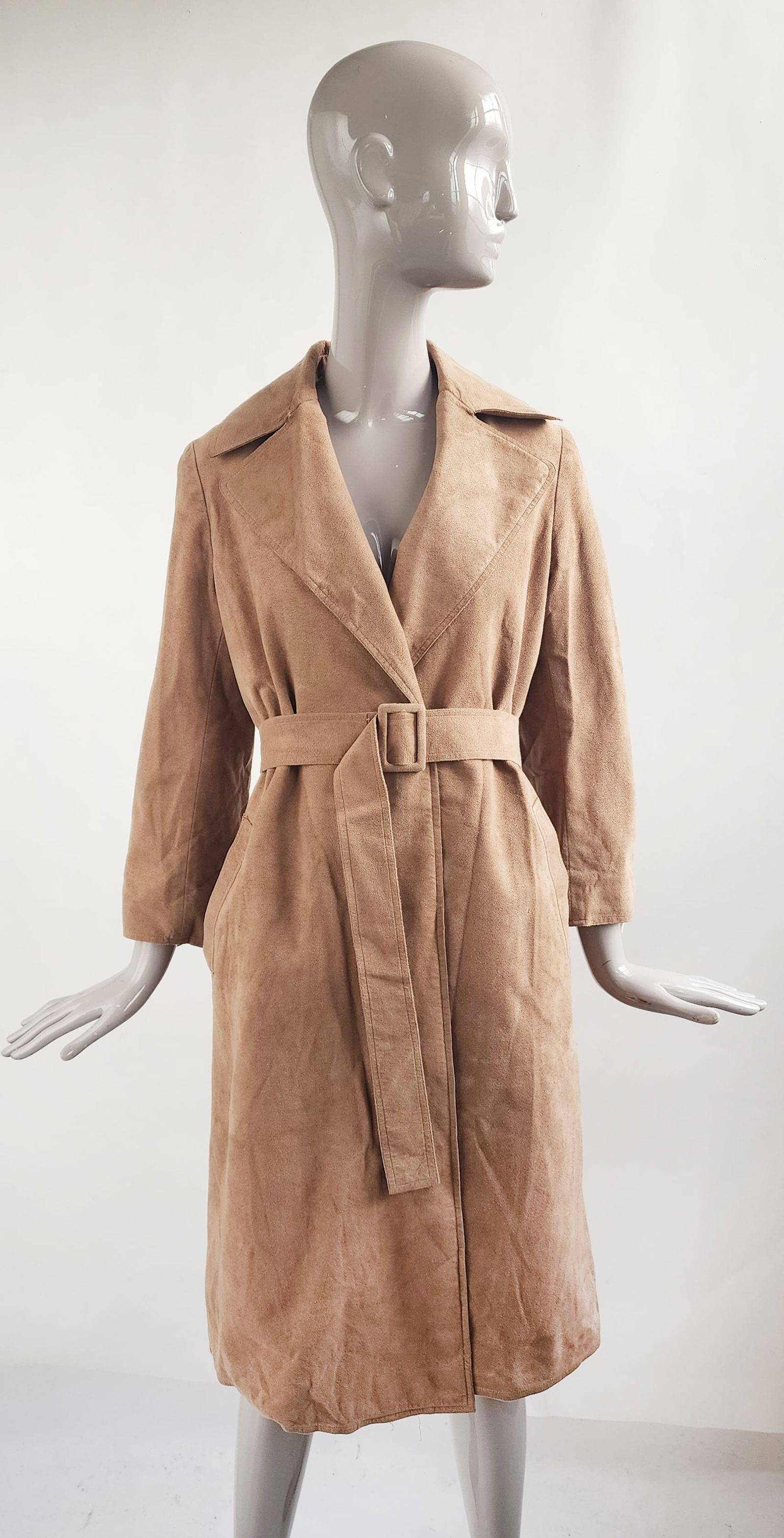 Halston Khaki UltraSuede Trench Coat, ca. 1970s (1 of 5)