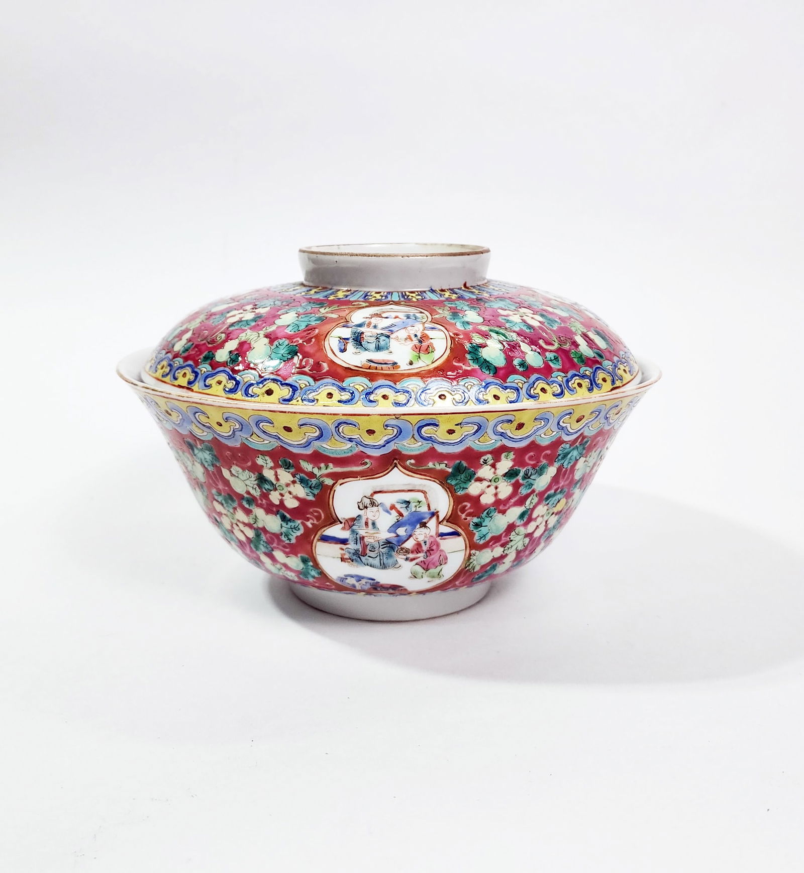 Antique Chinese Famille Rose Enameled Covered Bowl (1 of 11)