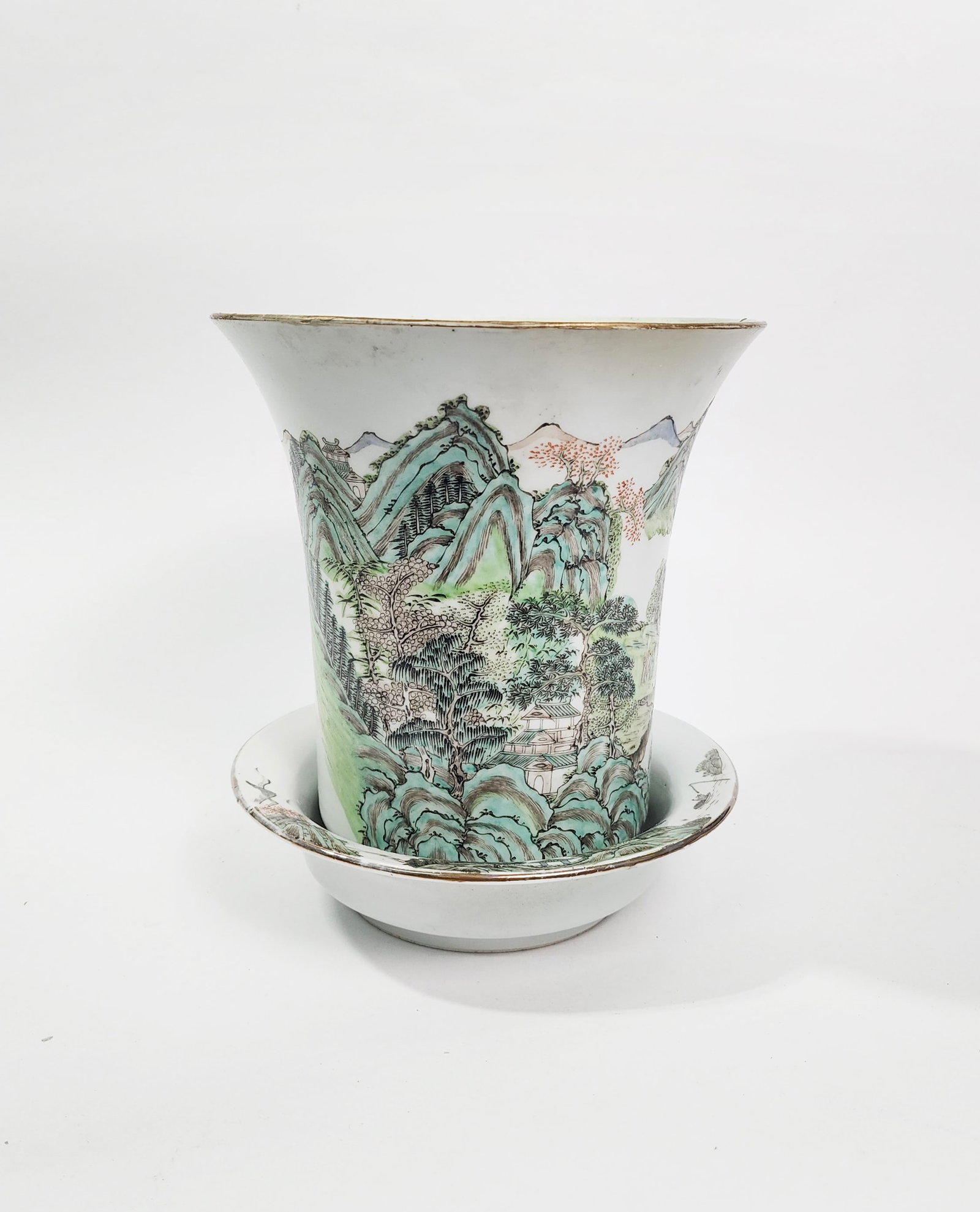 Antique Chinese Porcelain Planter & Saucer (1 of 14)