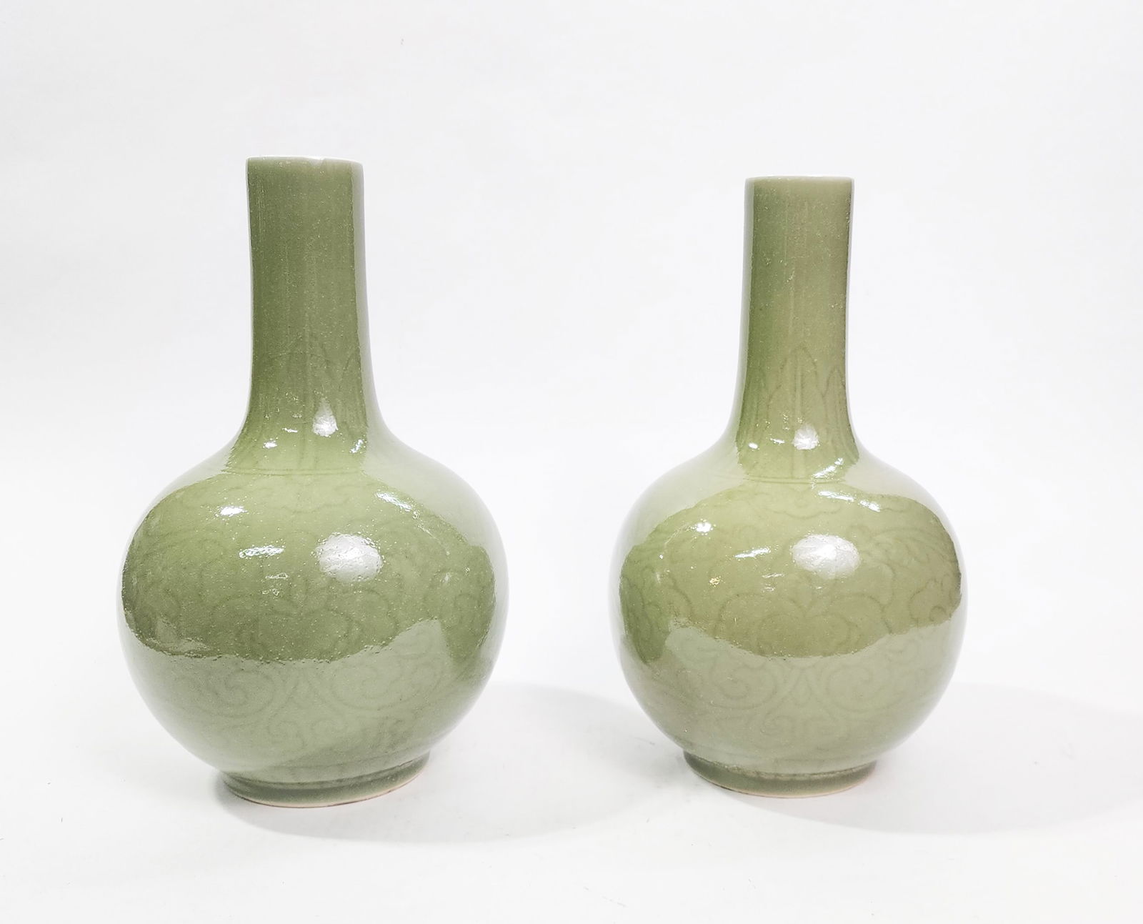 Pair of Chinese Jingdezhen Longquan  Celadon Glazed Vases (1 of 9)