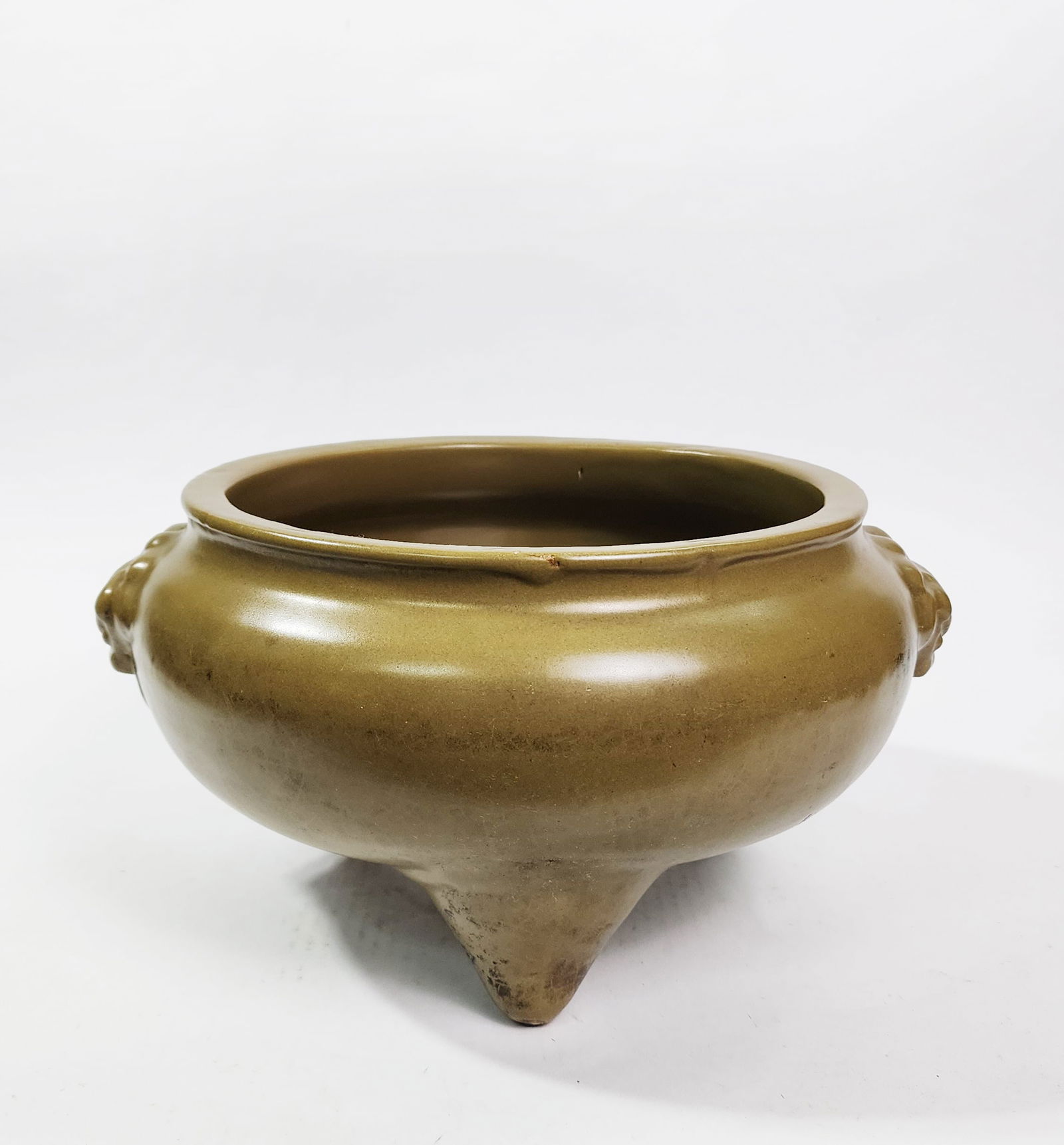 Antique Chinese Tea Dust Glazed Large Tripod Censer (1 of 6)