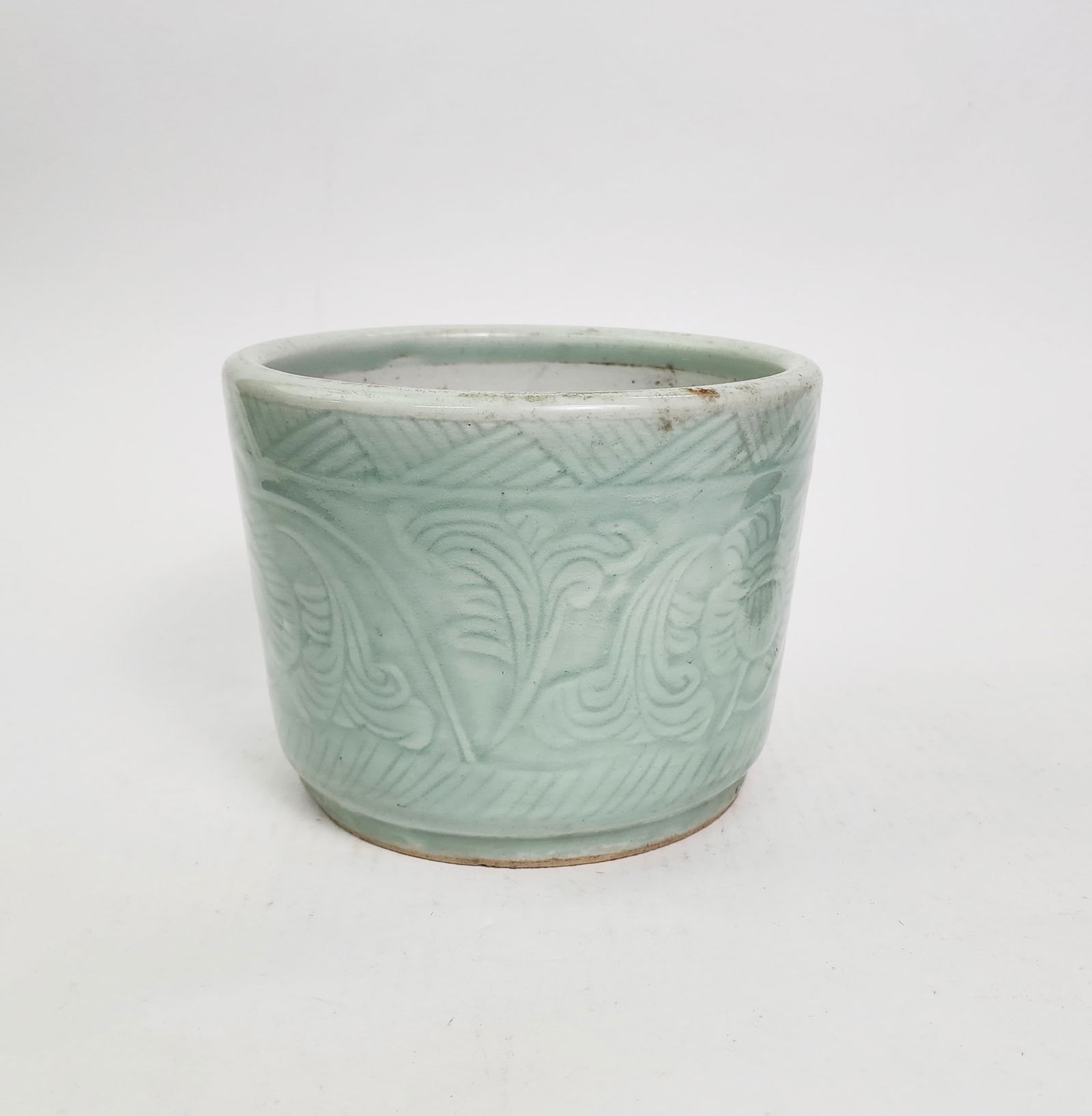 Antique Chinese Celadon Glazed Brush Pot (1 of 6)