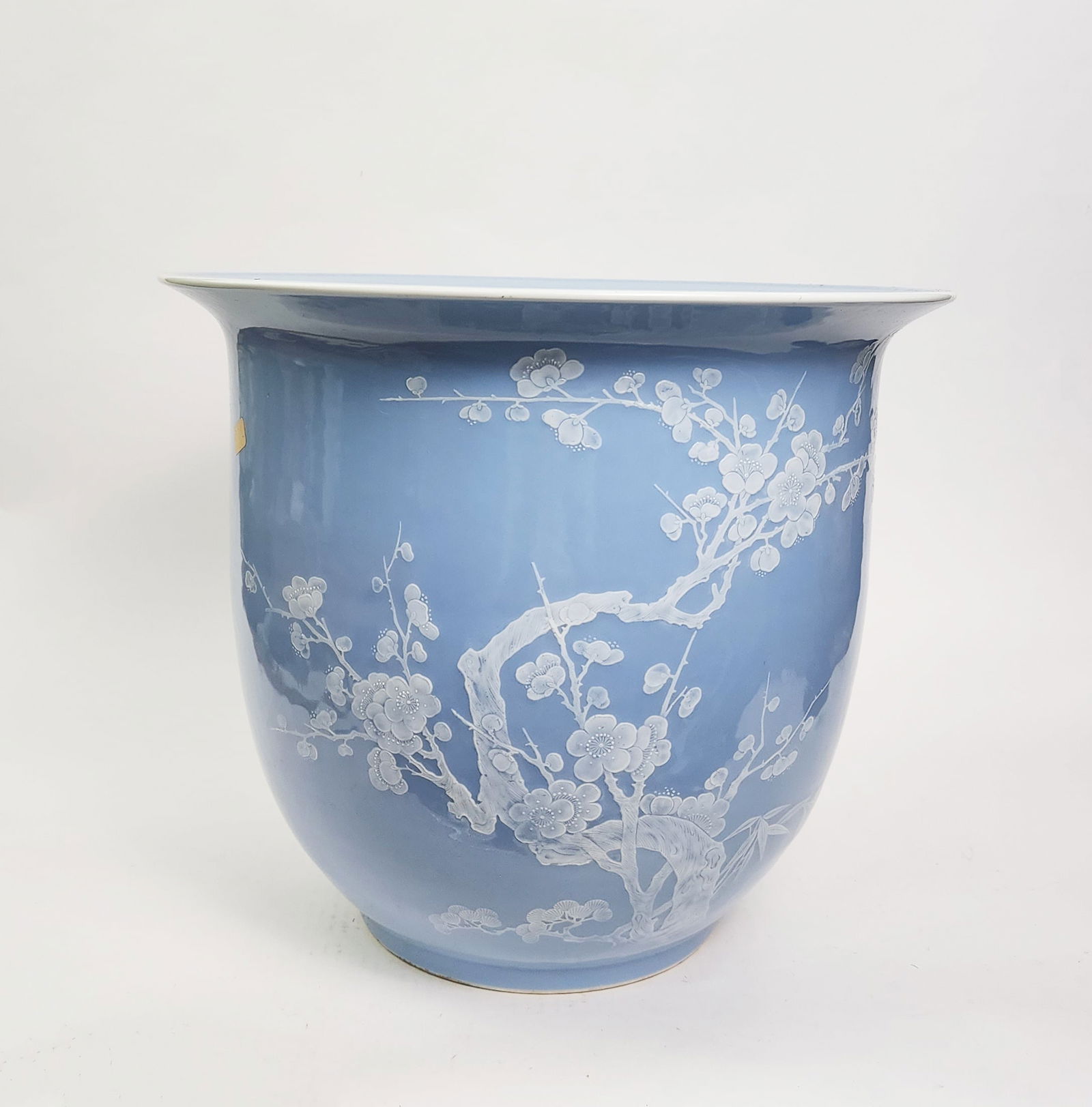 Chinese Jingdezhen Sky Blue Glazed and White Enameled Large Planter (1 of 7)