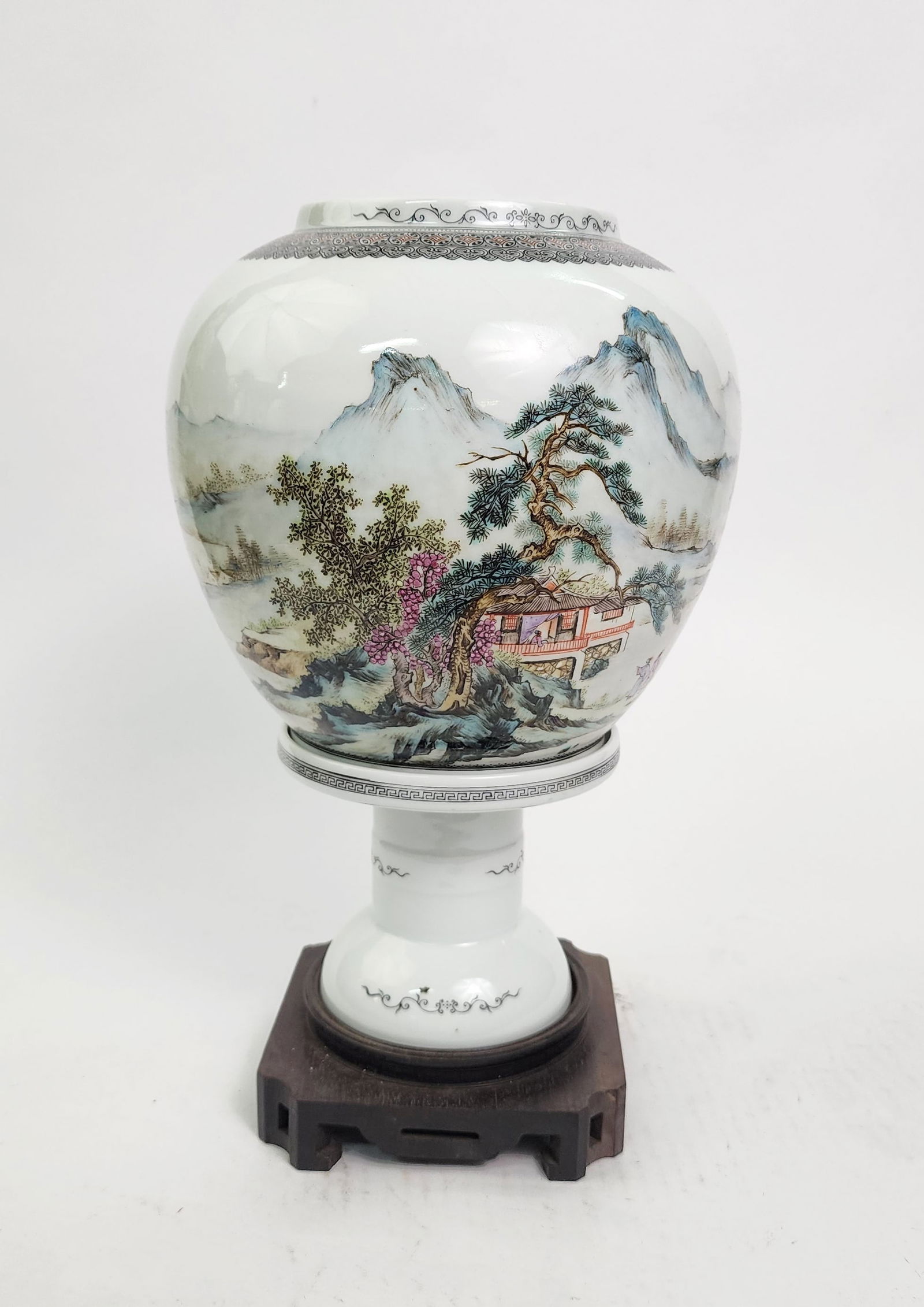 Chinese Porcelain Wedding Lantern with Hand Painted Landscape Scene (1 of 9)