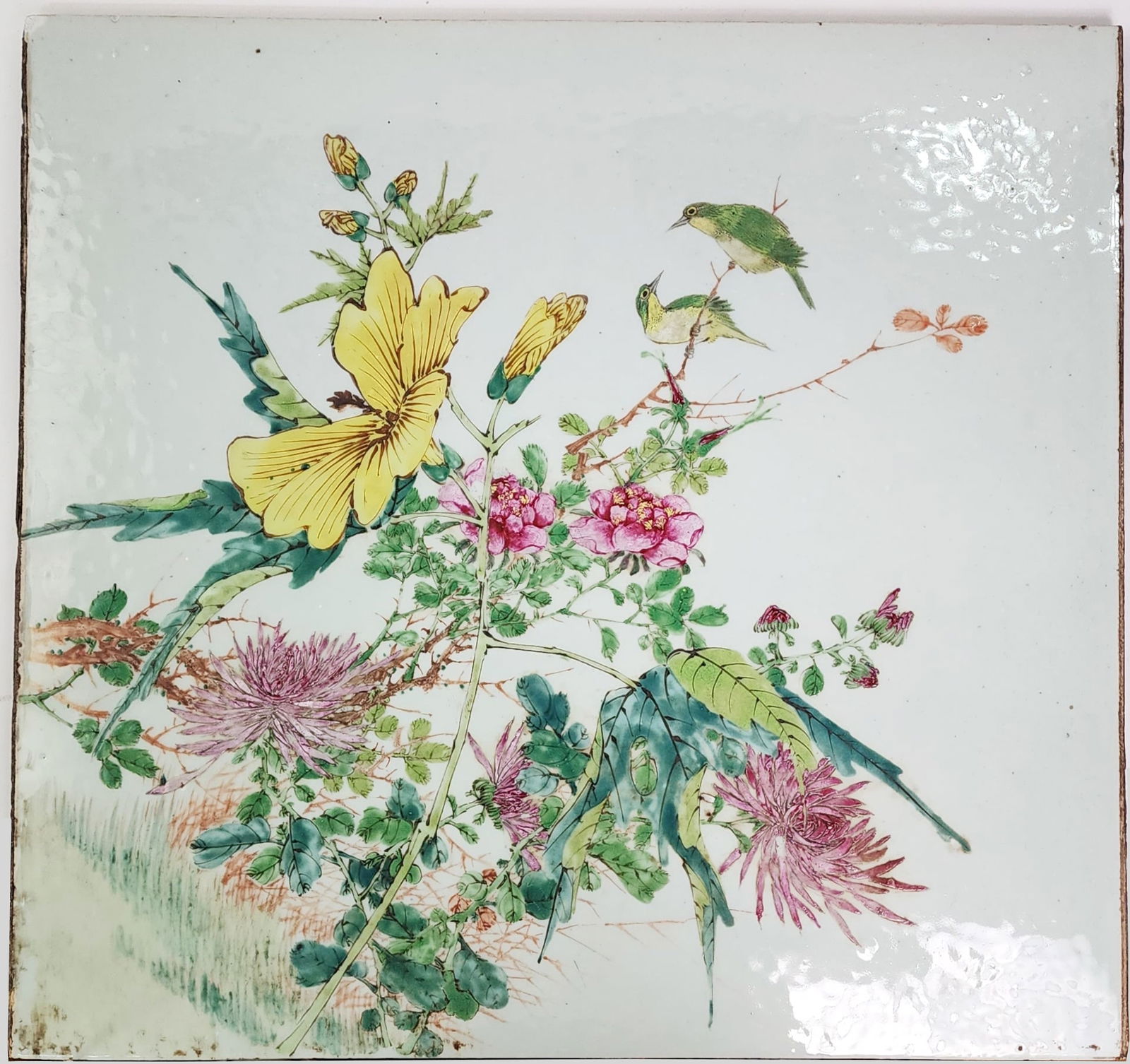 Antique Chinese Qianjiang Style Painted Large Porcelain Plaque Painting (1 of 7)