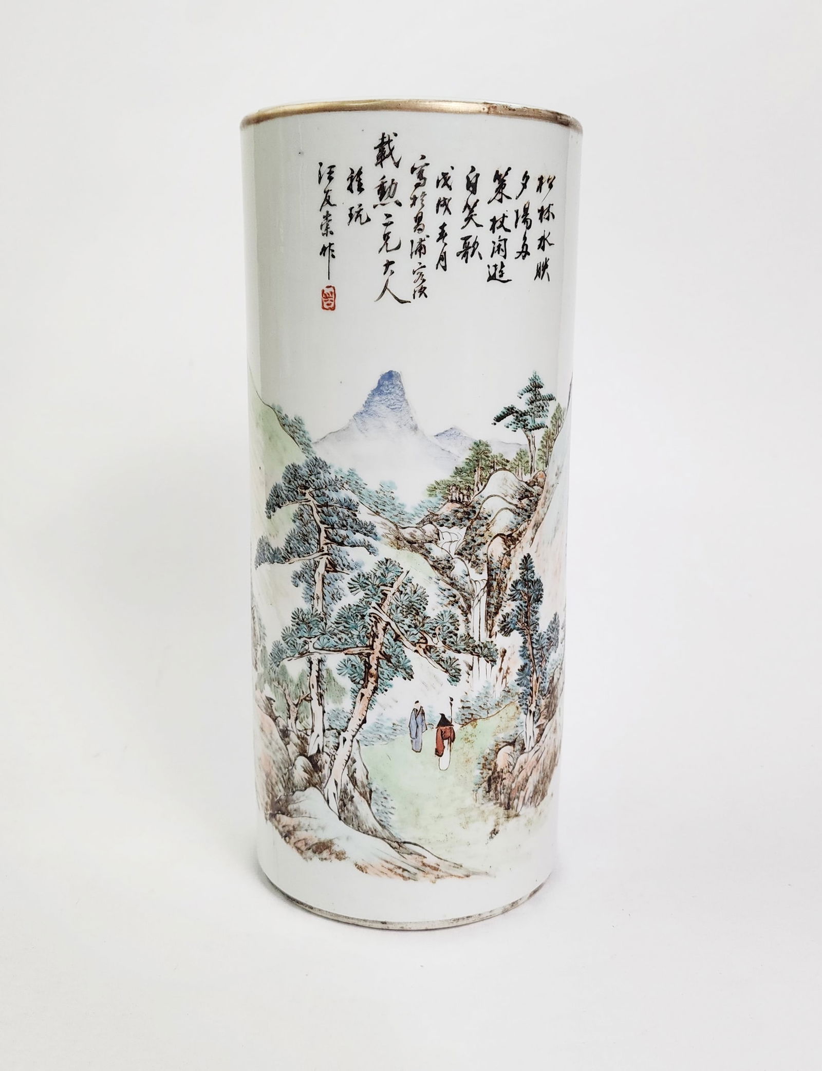 Antique Chinese Qianjiang Cylindrical Porcelain Hat Stand (1 of 10)