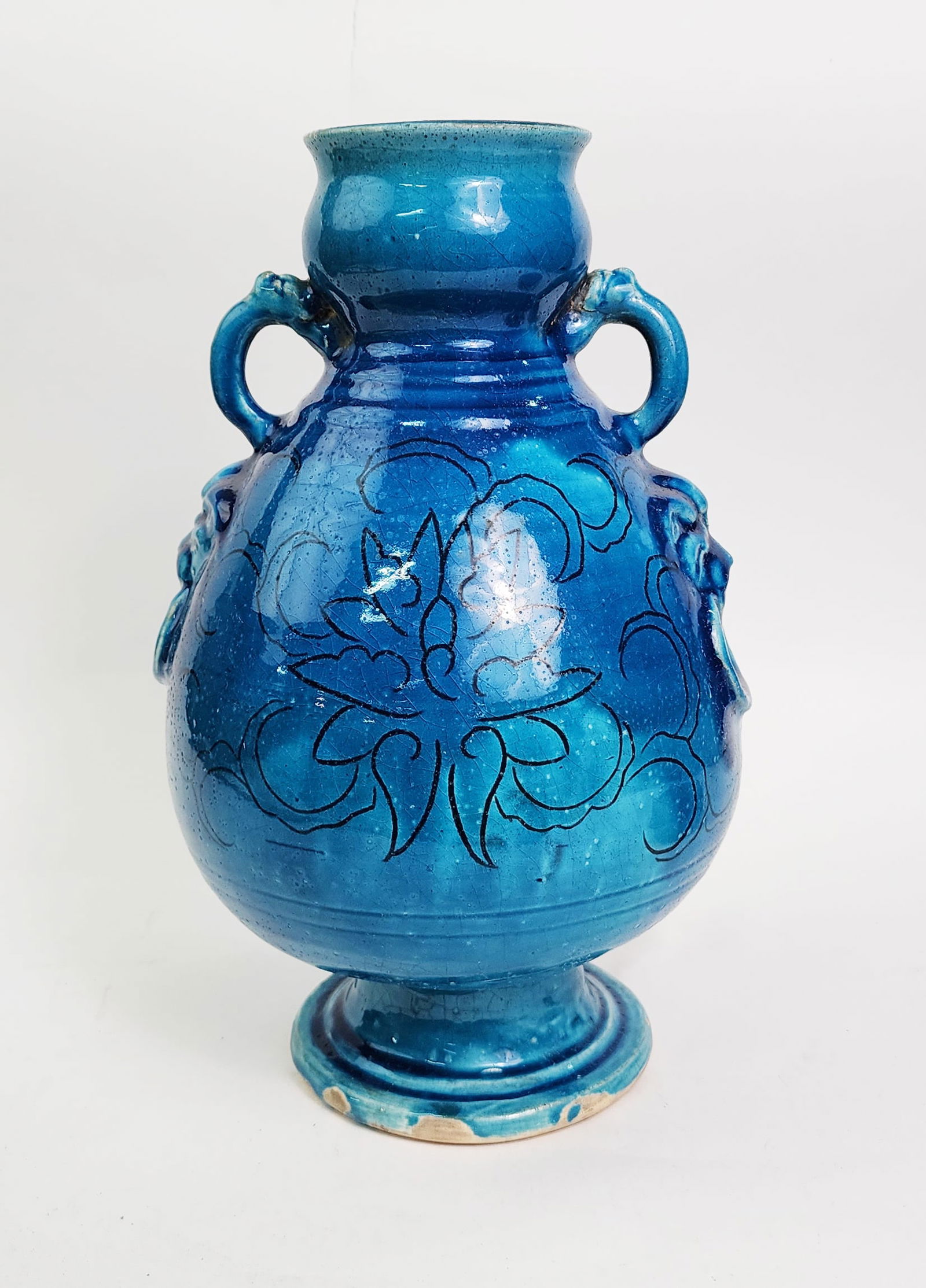 Antique Chinese Turquoise Glazed Ceramic Vase (1 of 5)