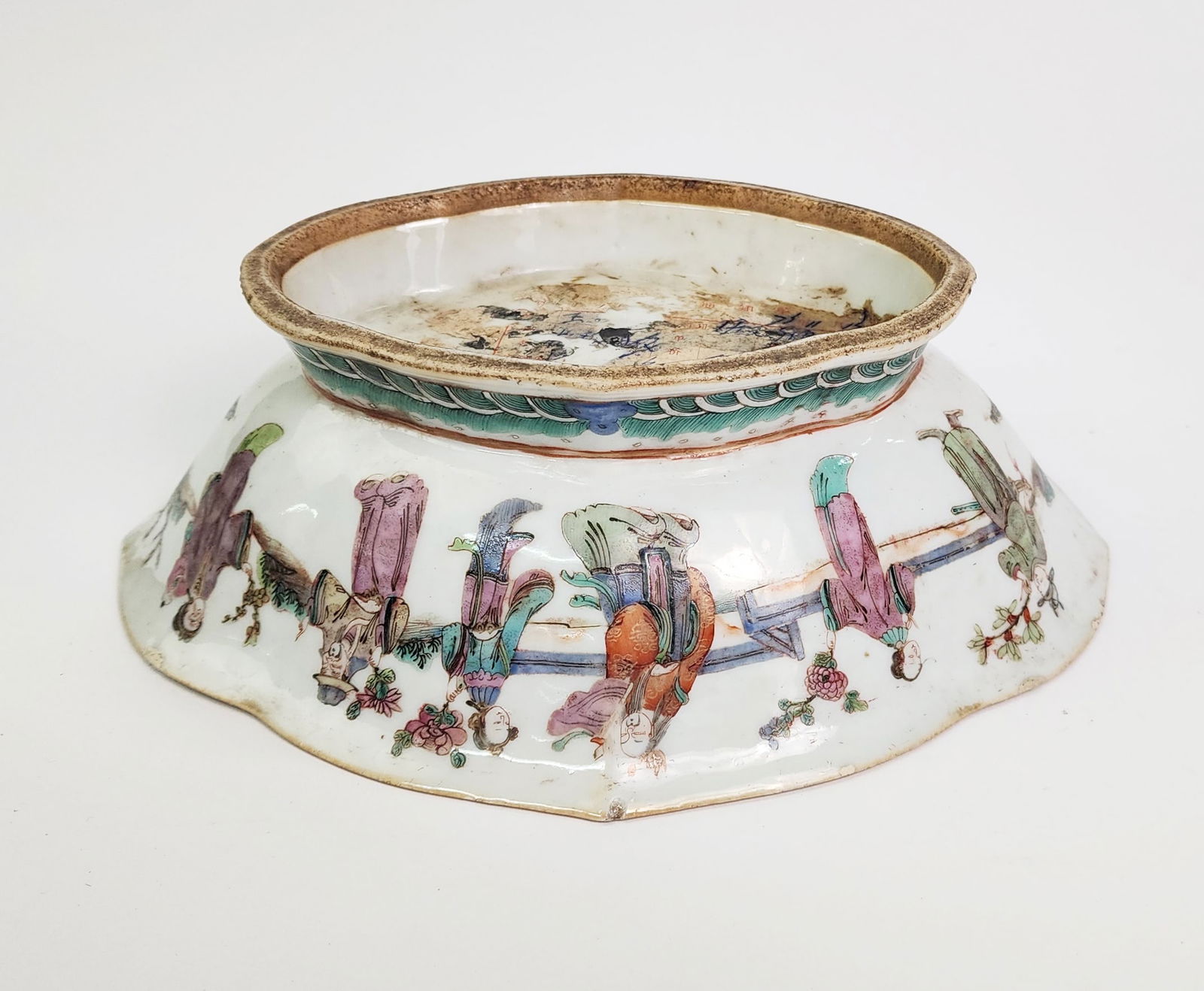 Antique Chinese Late Qing Famille Rose Footed Bowl (1 of 9)