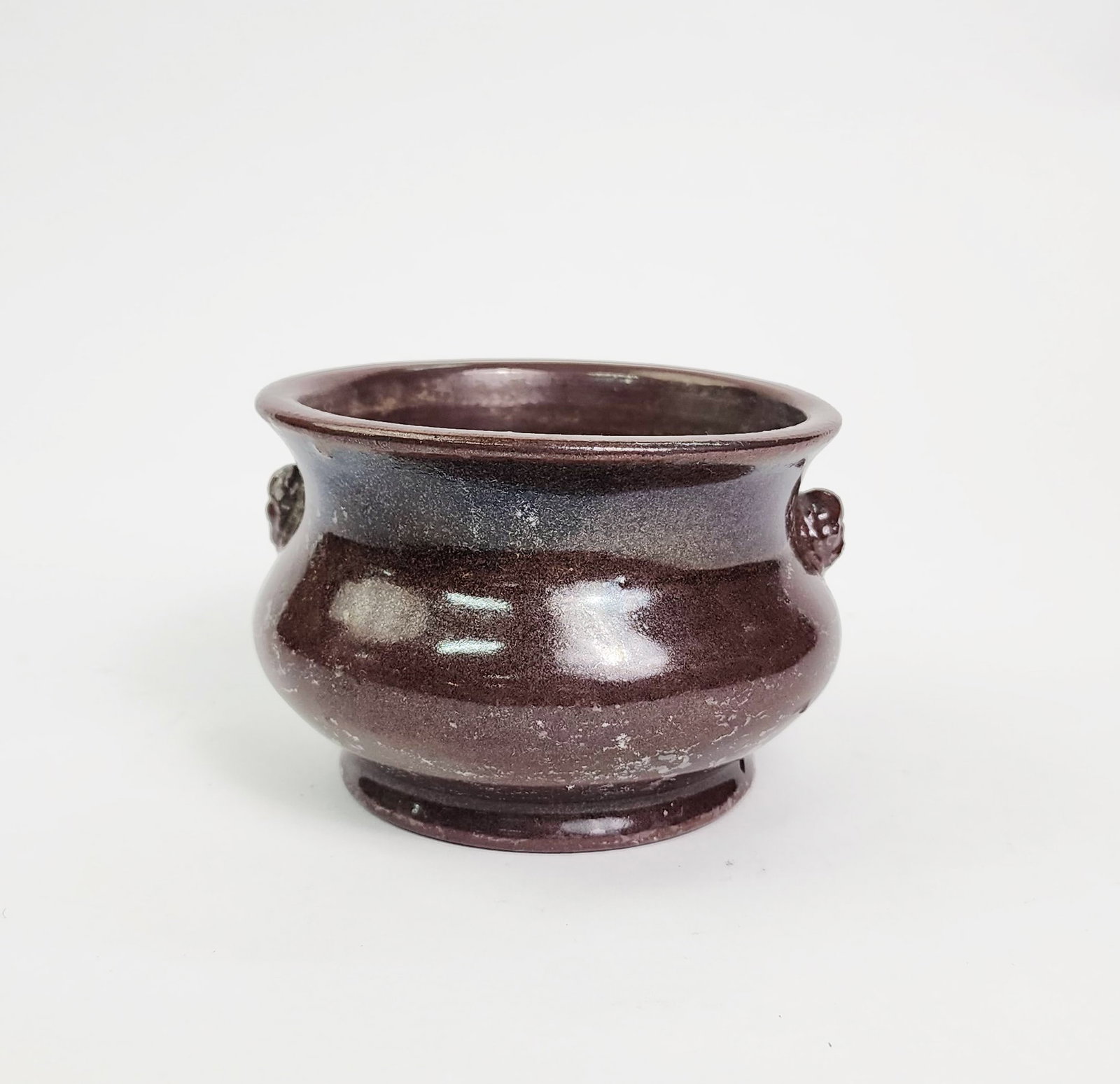 Antique Chinese Brown Glazed Censer: Antique Chinese Brown Glazed Pottern Censer, d. 3.5 inches, h. 3.25 in., ca. late 19th- early 20th century.