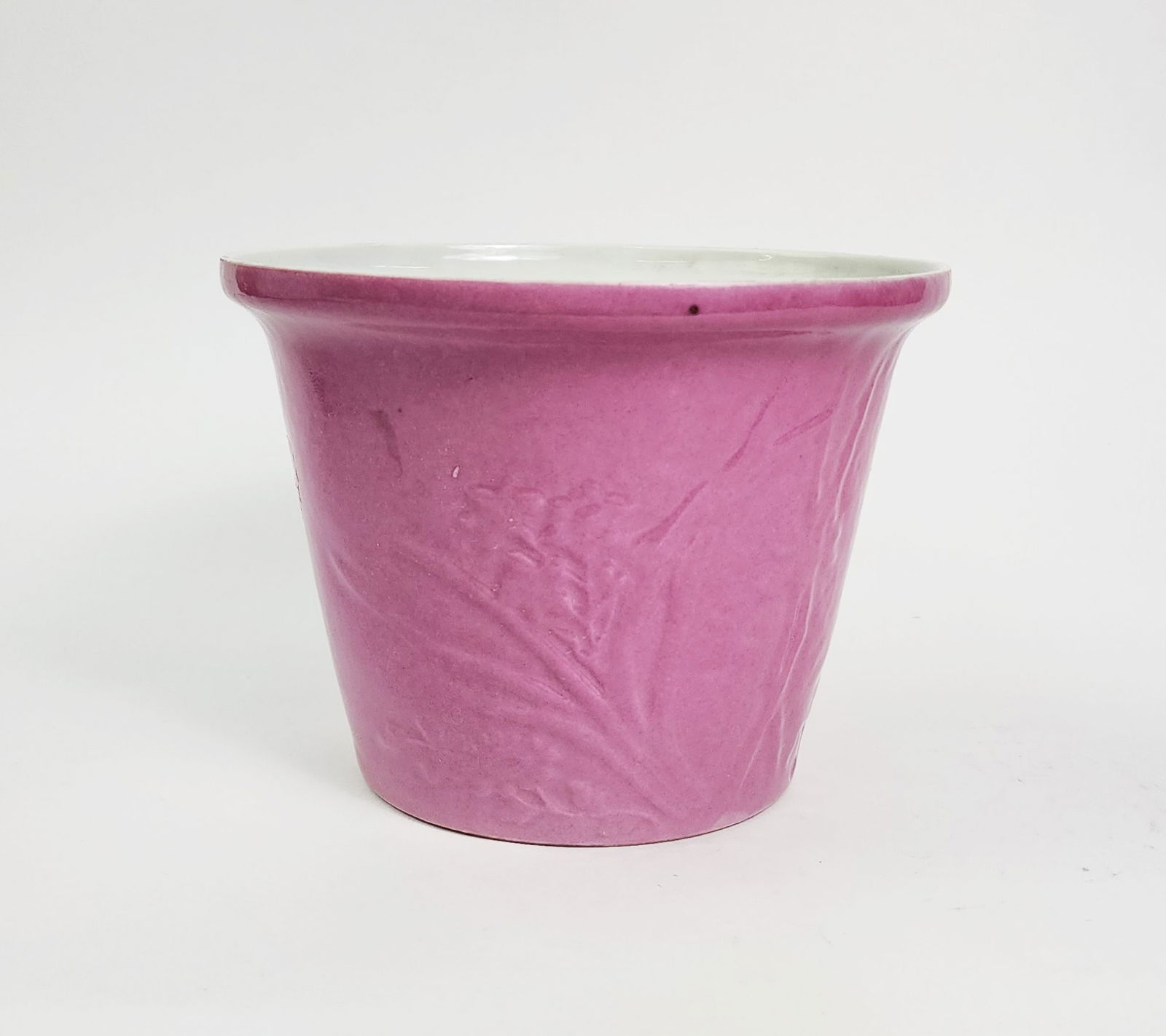 Antique Chinese Pink Glazed & Moulded Porcelain Planter (1 of 6)