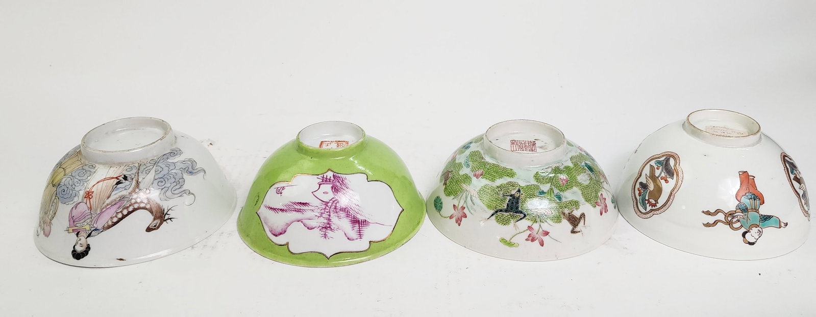 Lot of 4 Antique Chinese Porcelain Bowls: Lot of 4 Antique Chinese Famille Rose Porcelain Bowls. Including Japanese Imari, Tongzhi and Daoguang marked, ca. 19th to 20th century. Largest d. 5 inches.