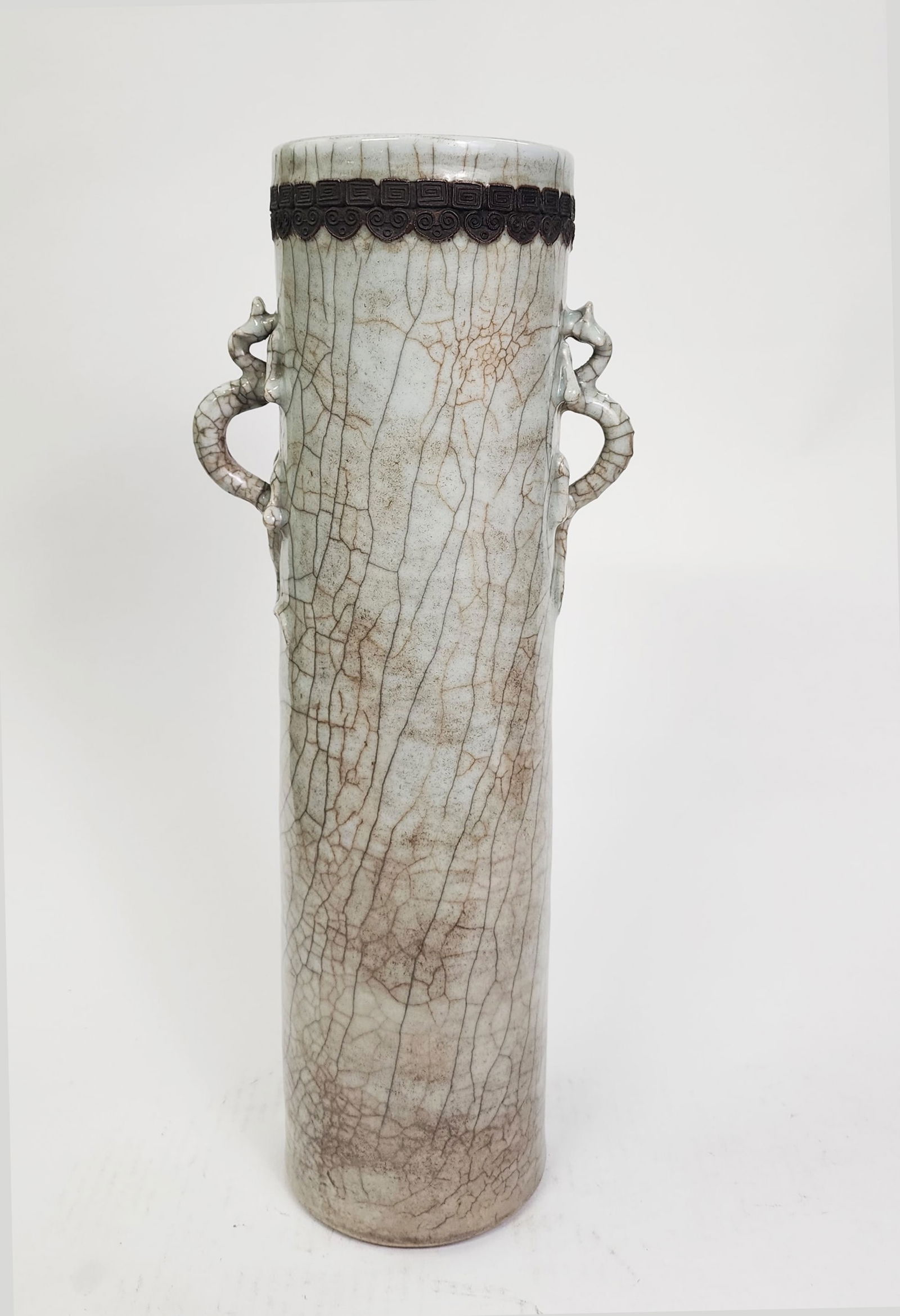 Antique Chinese Nanking Crackle Glazed Cylindrical Vase (1 of 8)