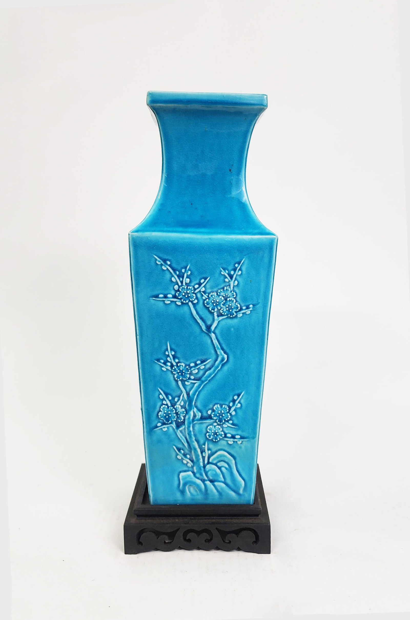 Chinese Export Turquoise Glazed Square Vase (1 of 4)