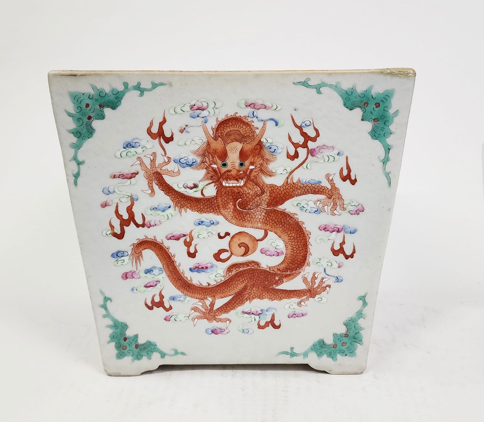 Antique Chinese Famille Rose Porcelain Square Planter (1 of 8)