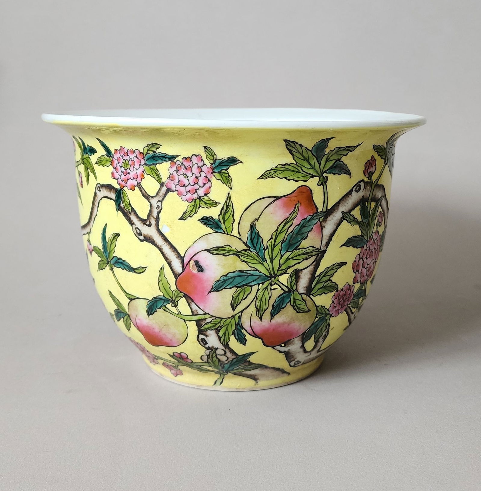 Antique Chinese Famille Rose Yellow Ground Porcelain Planter (1 of 8)