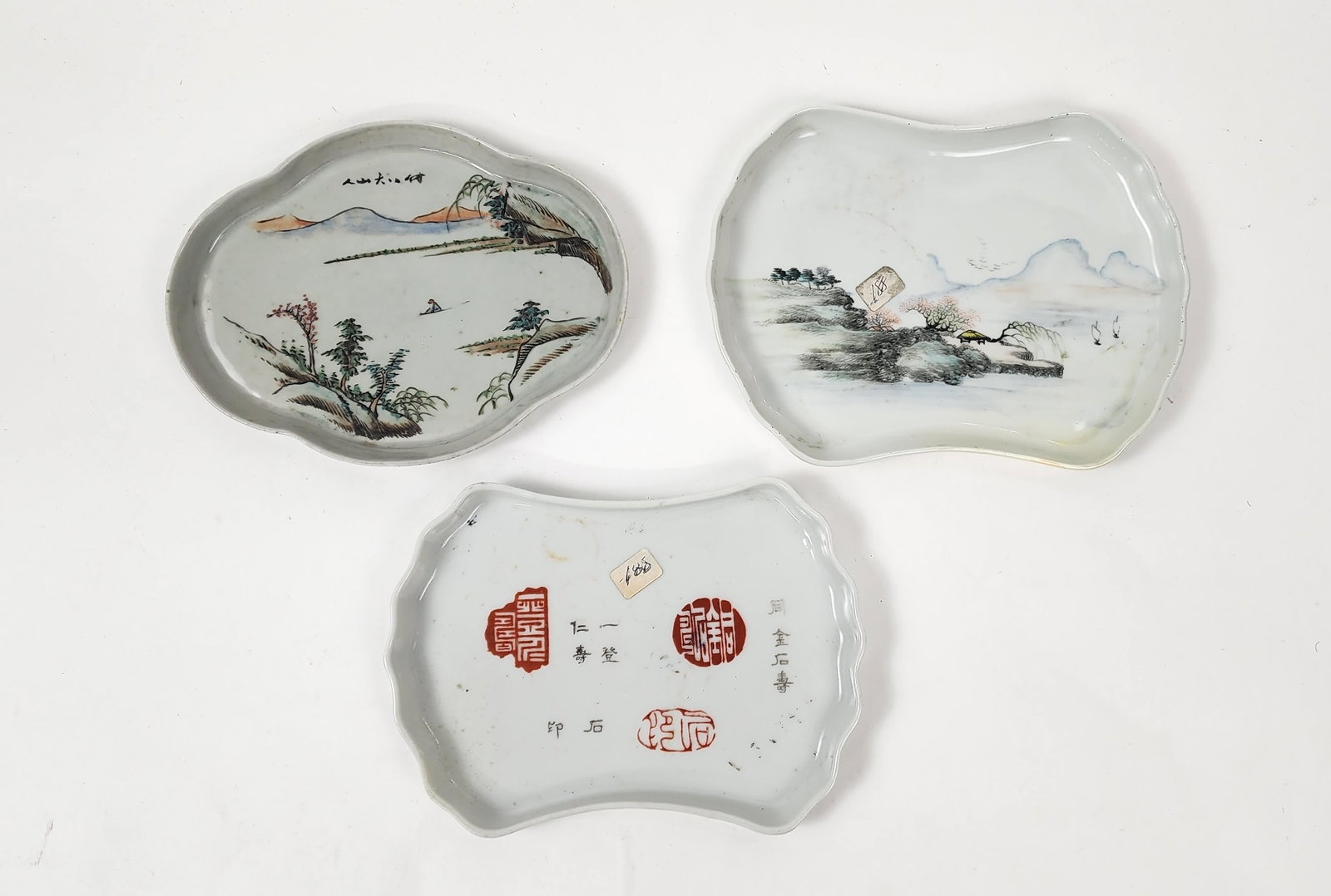 Lot of 3 Antique Chinese Porcelain Trays (1 of 7)