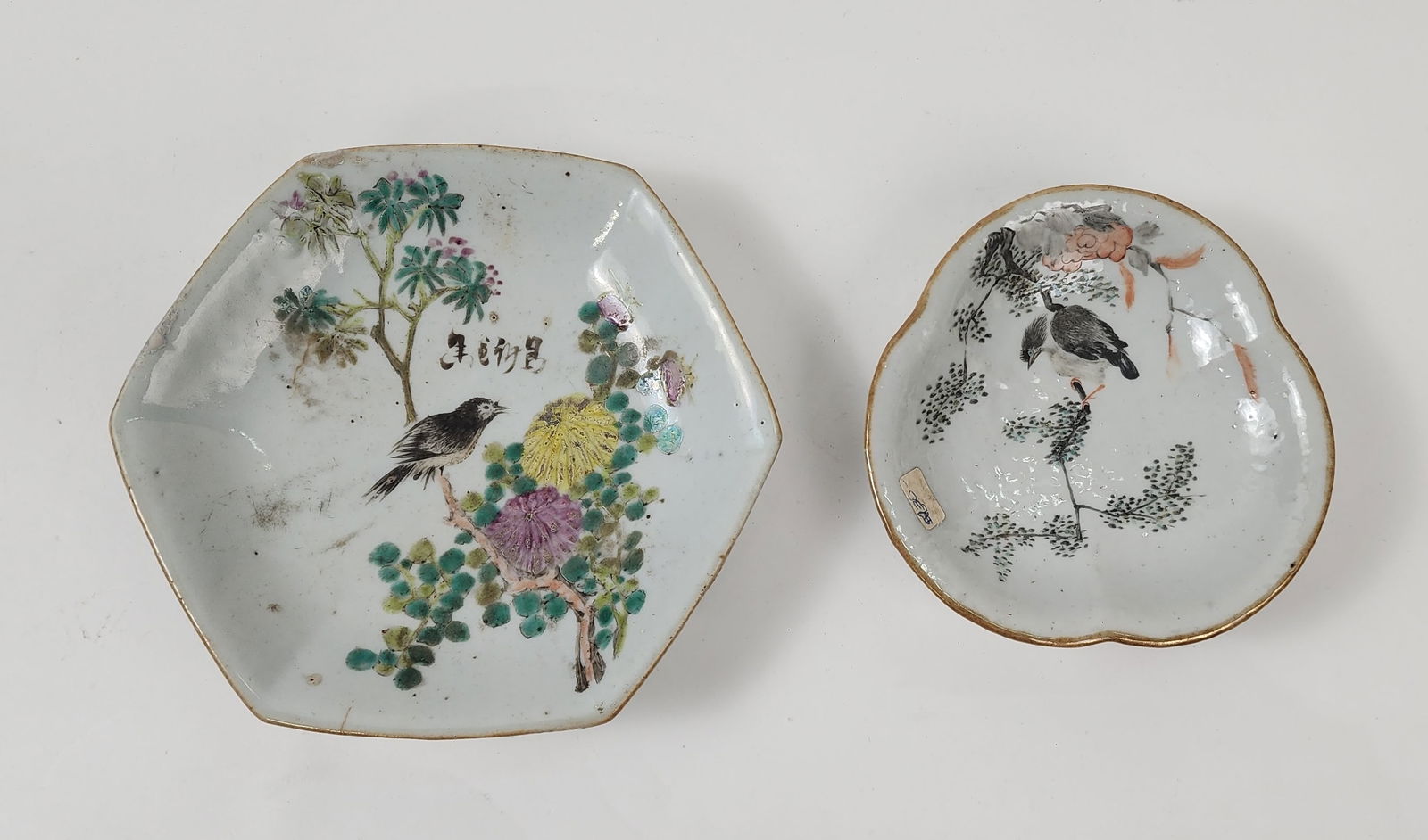 Lot of 2 Antique Chinese Qianjiang Porcelain Footed Plates (1 of 8)